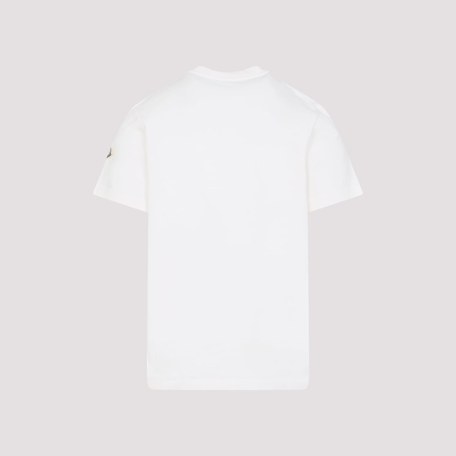 Moncler Flocked Logo T-shirt In Organic Cotton With Aesthetics In White