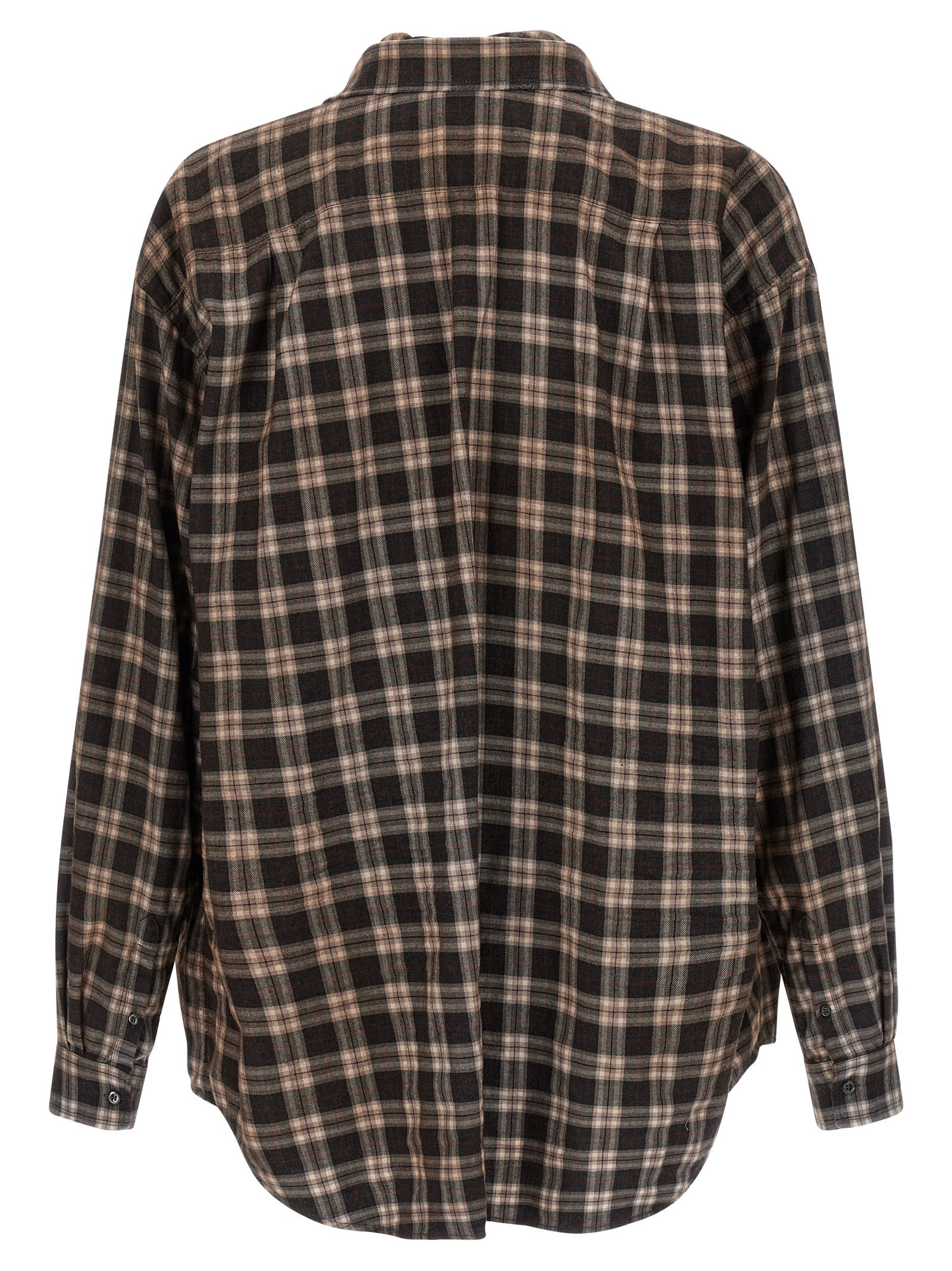 Dsquared2 D2 X Magliano Brown Shirt With Tie Detail On The Front And All-over Check Motif In Cotton Man In Brown