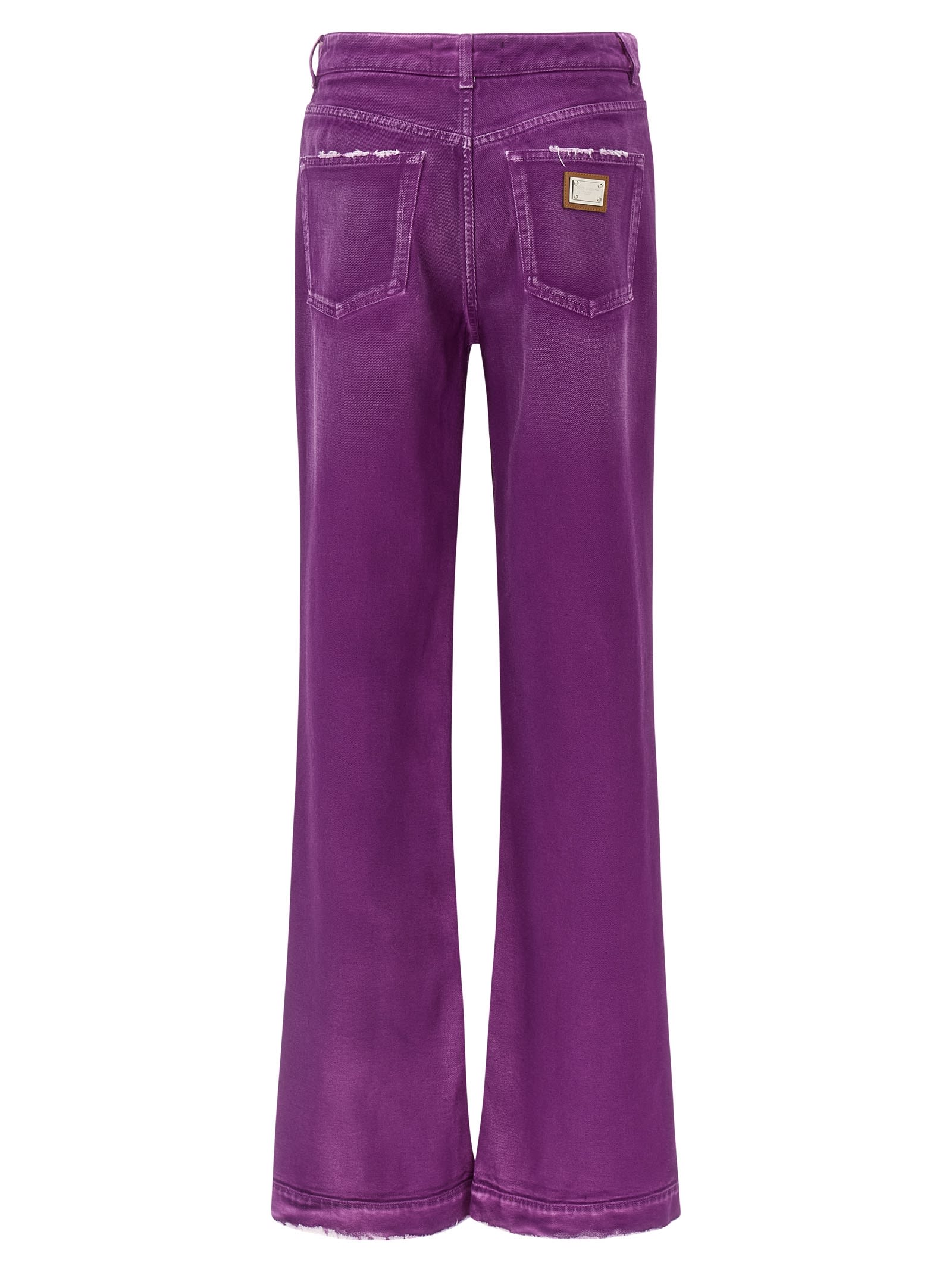 Dolce & Gabbana Flared Leg Trousers Rivet Accents In Burgundy
