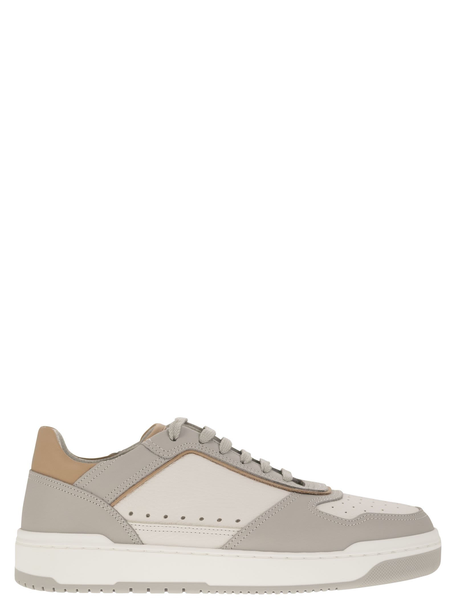 Shop Brunello Cucinelli Calfskin Basket Sneakers In Grey