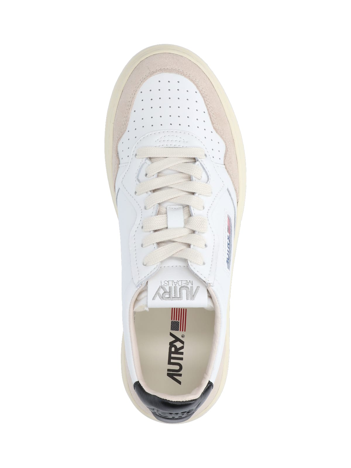 Shop Autry Low Medalist Sneakers In Leat Suede Wht Blk