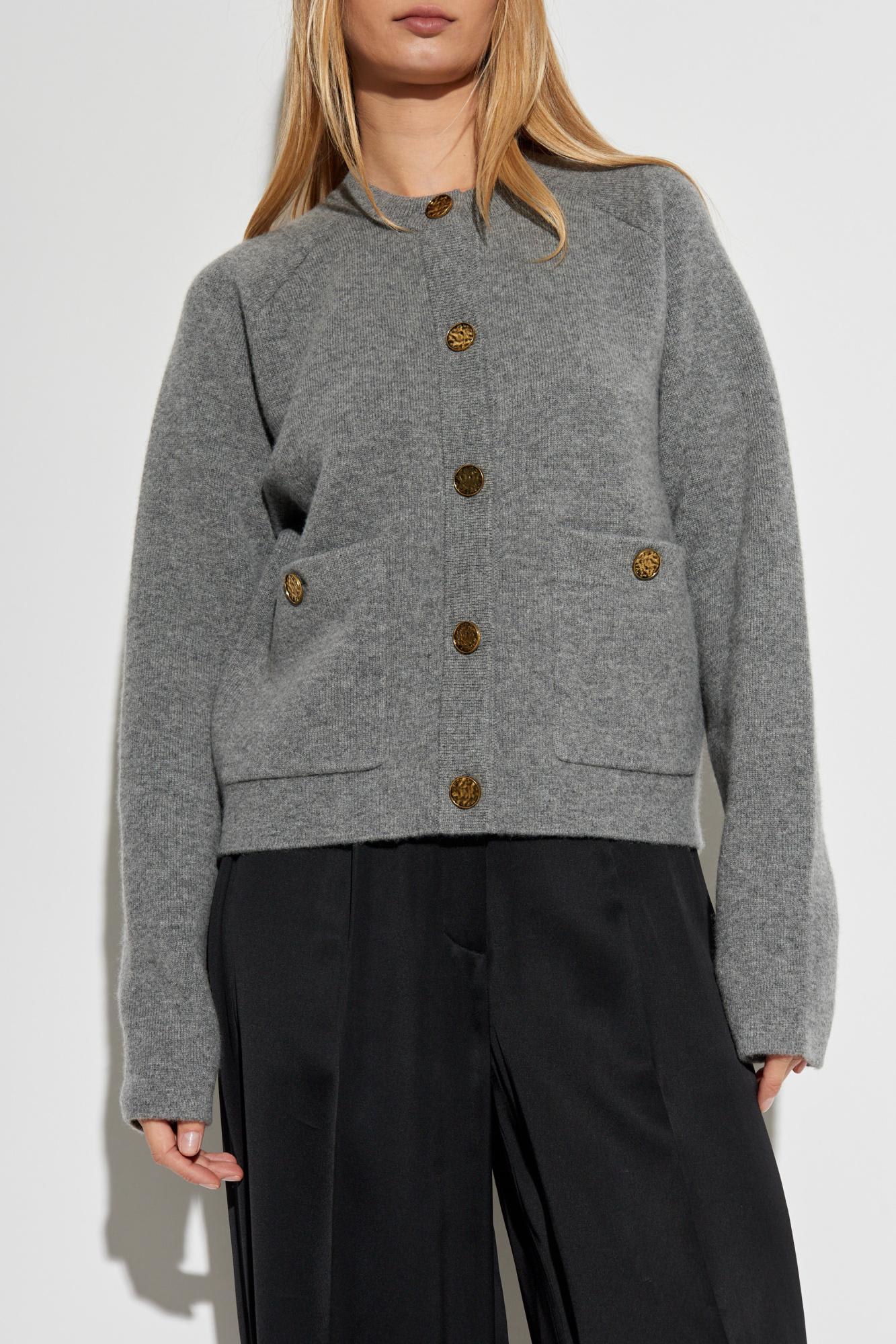 Totême Hammered Button Cardigan Grey Melange In Gray