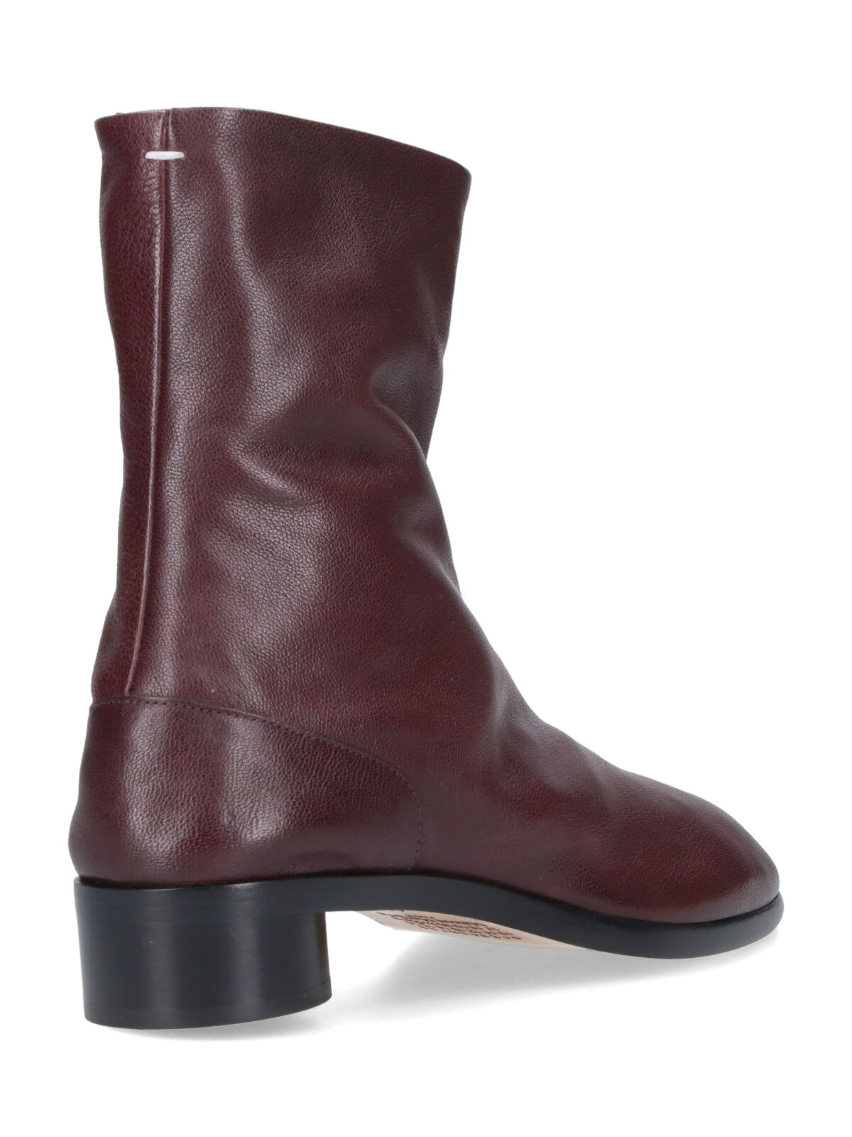 Maison Margiela Textured Ankle Boots Block Heel In Brown
