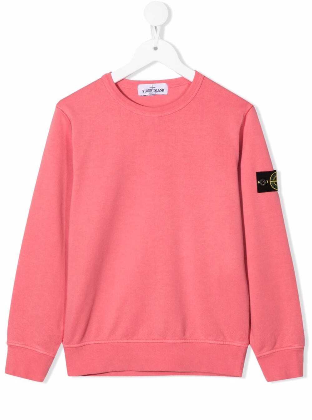 Stone Island Junior Pink Cotton Sweatshirt With Logo