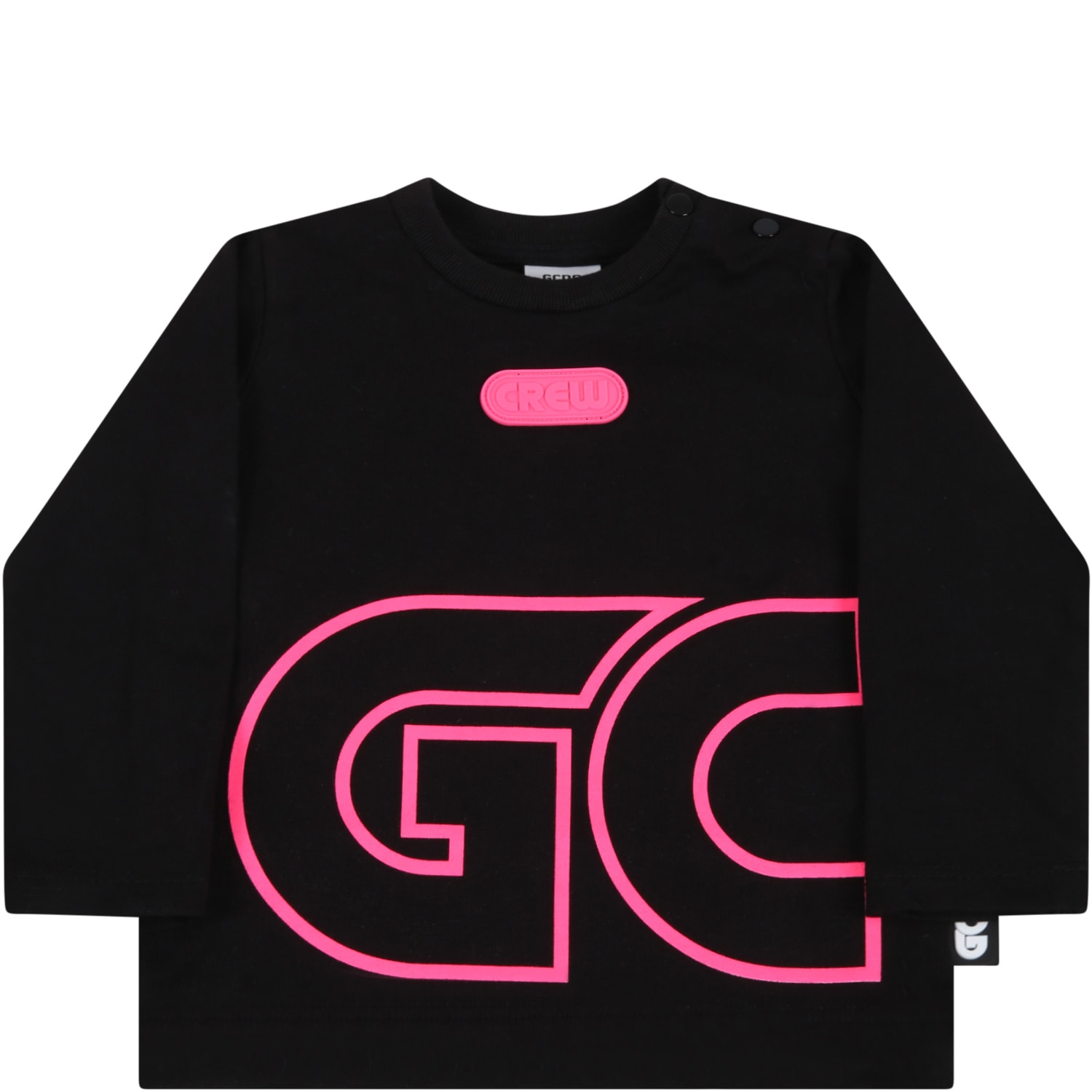 GCDS Mini Black T-shirt For Baby Girl With Logo