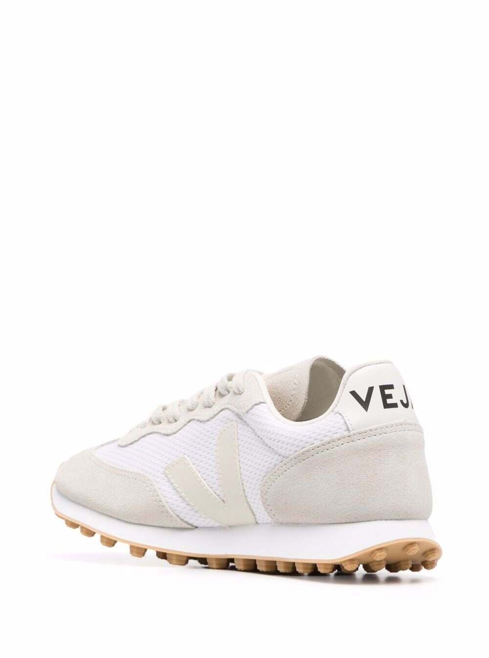 Shop Veja Alveo Recycled Fabric And Suede Sneakers In White Natural