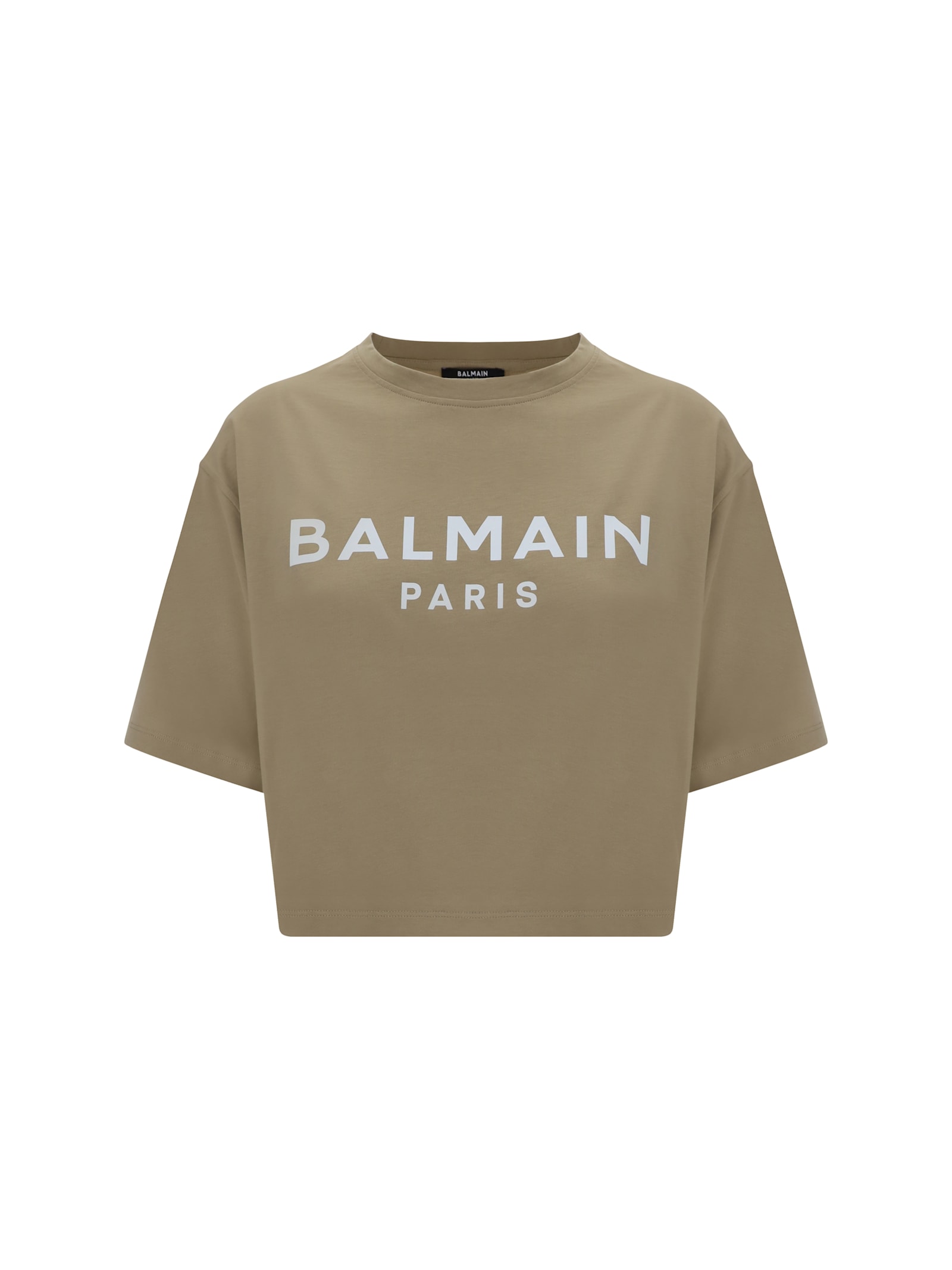 Shop Balmain T-shirt In Beige/blanc