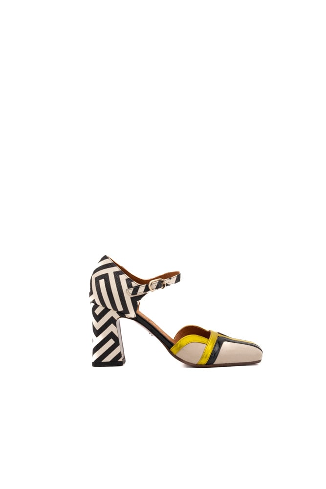 Shop Chie Mihara Olali Leather Pumps In Sun/negro