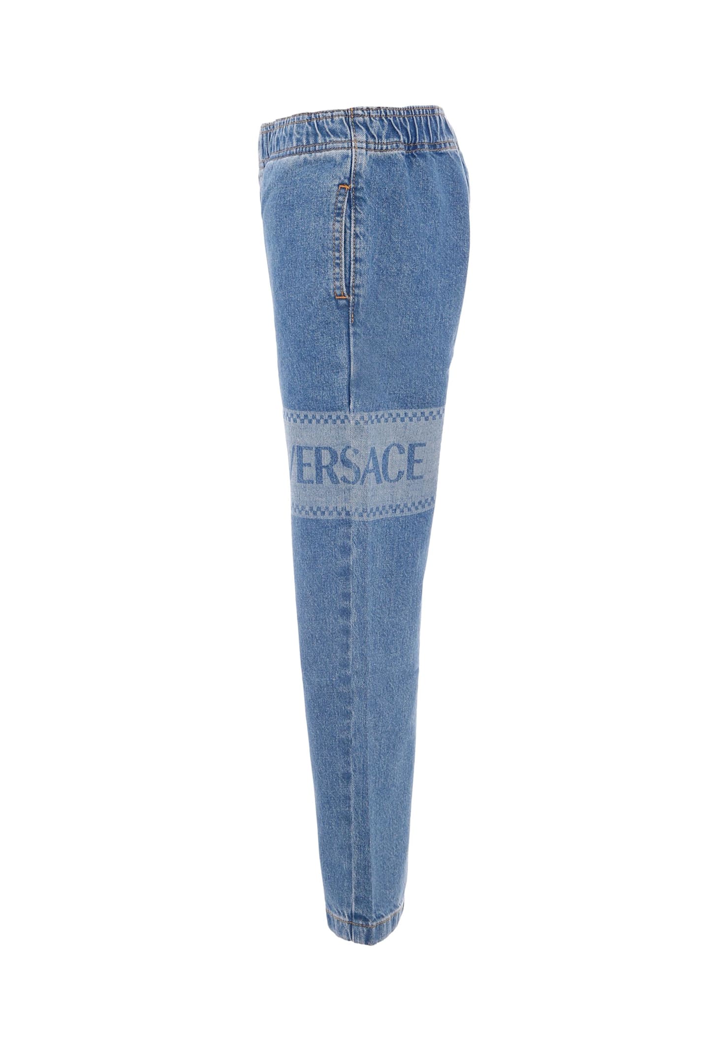 Versace Jeans With 90s Vintage Logo For Kids In Blue