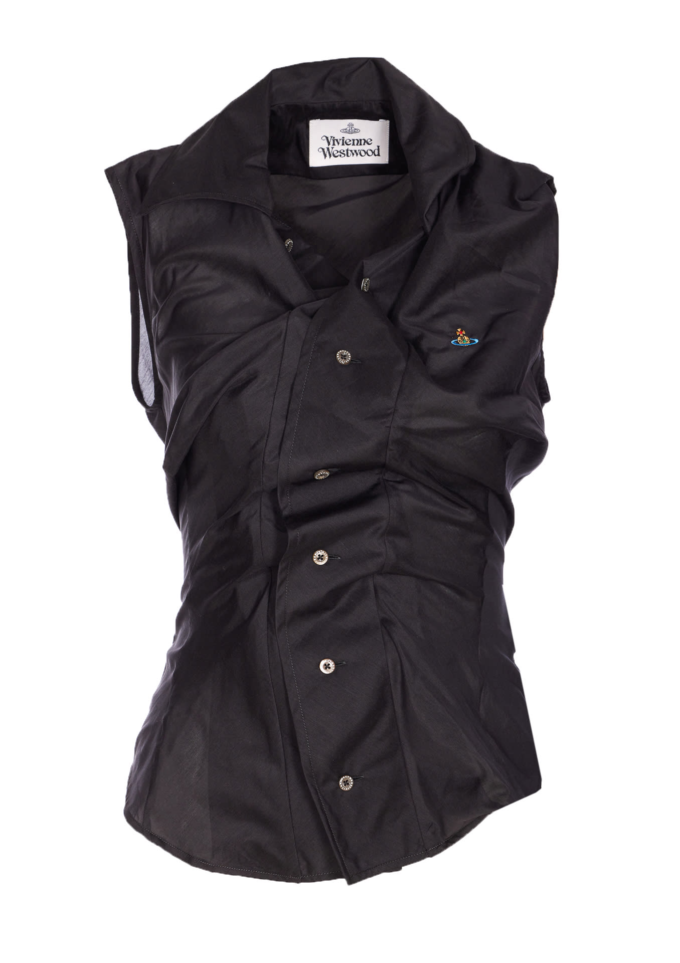 Vivienne Westwood Sleeveless Collared Shirt Button Detailing In Gray