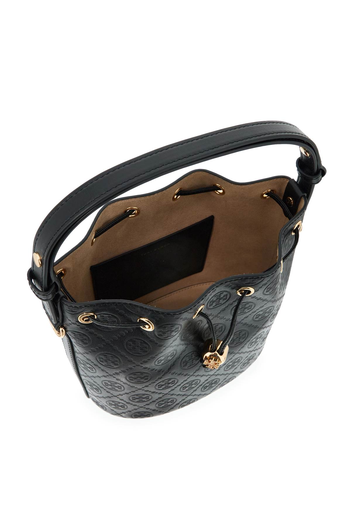 Tory Burch Medium Bucket Bag T Monogram In Black (black)