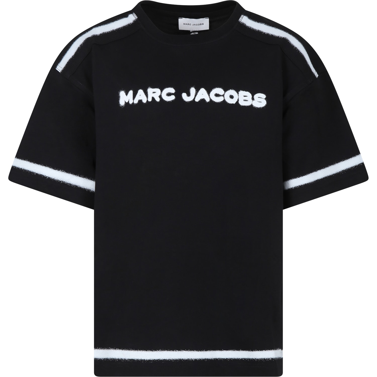 Little Marc Jacobs Kids' Black T-shirt For Girl With Logo