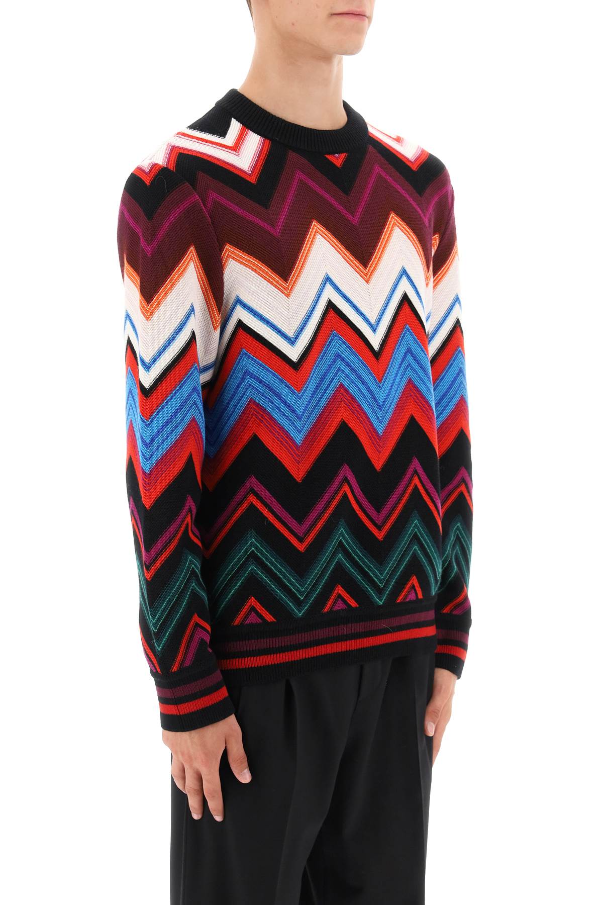 Missoni Zigzag Crew-neck Jumper In Multic Zigzag Blk Re