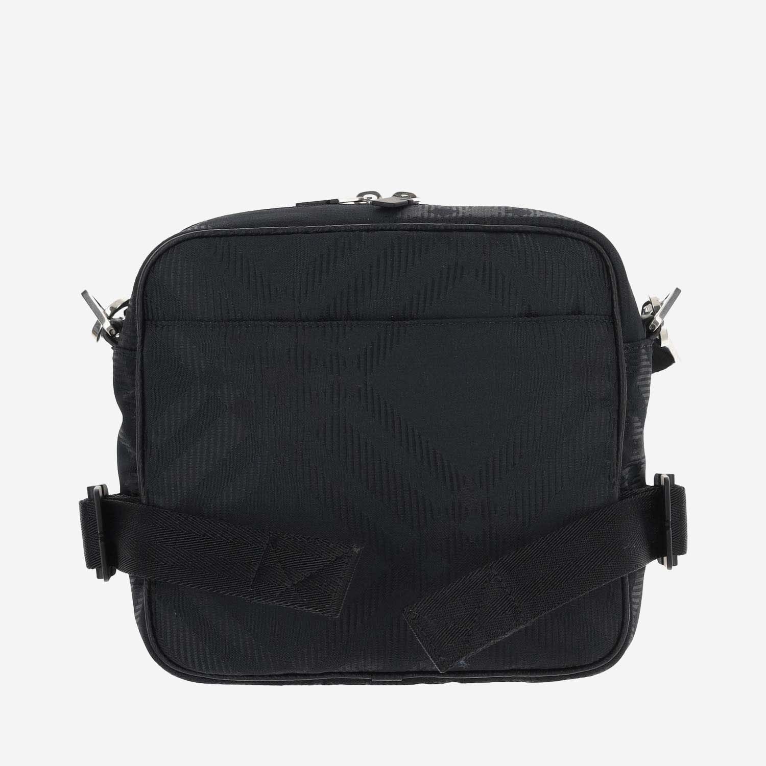 Shop Burberry Pocket Shoulder Bag With Check Pattern In Black