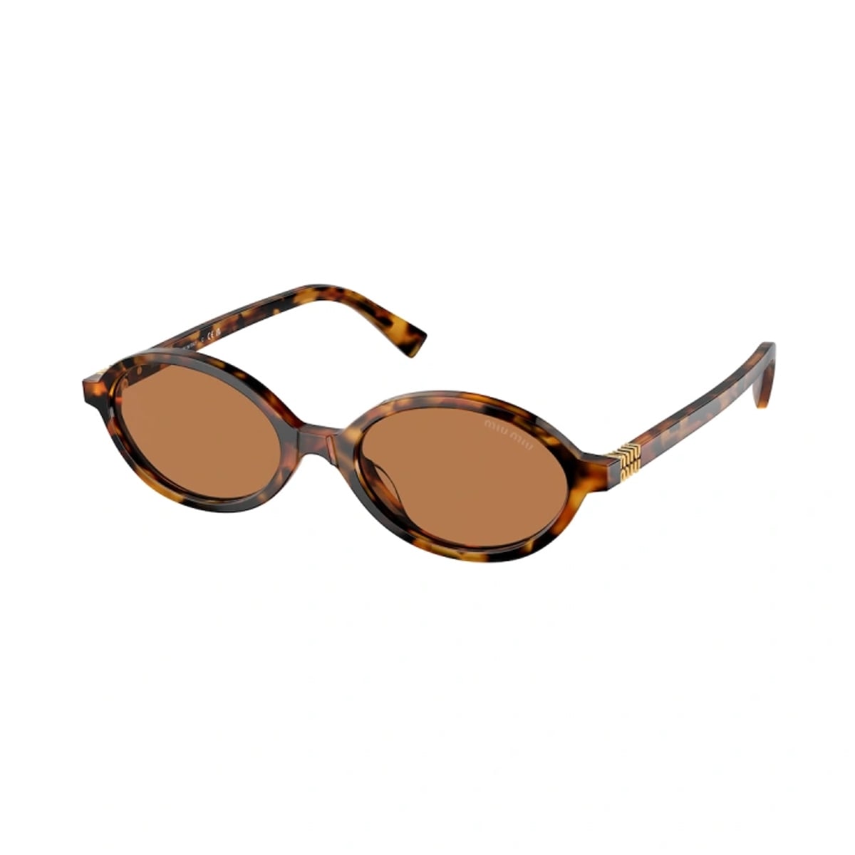 Miu Miu Tortoiseshell-effect Oval-frame Sunglasses