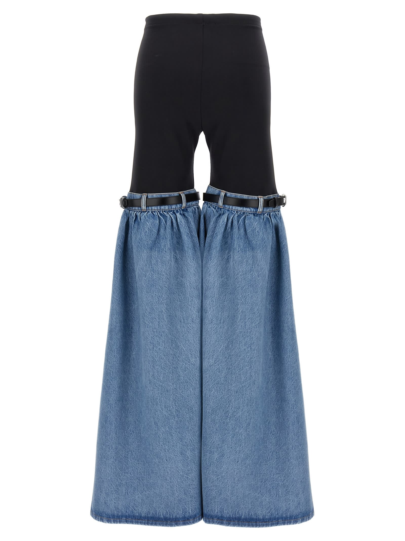 Shop Coperni Hybrid Denim Flare Pants In Multicolor
