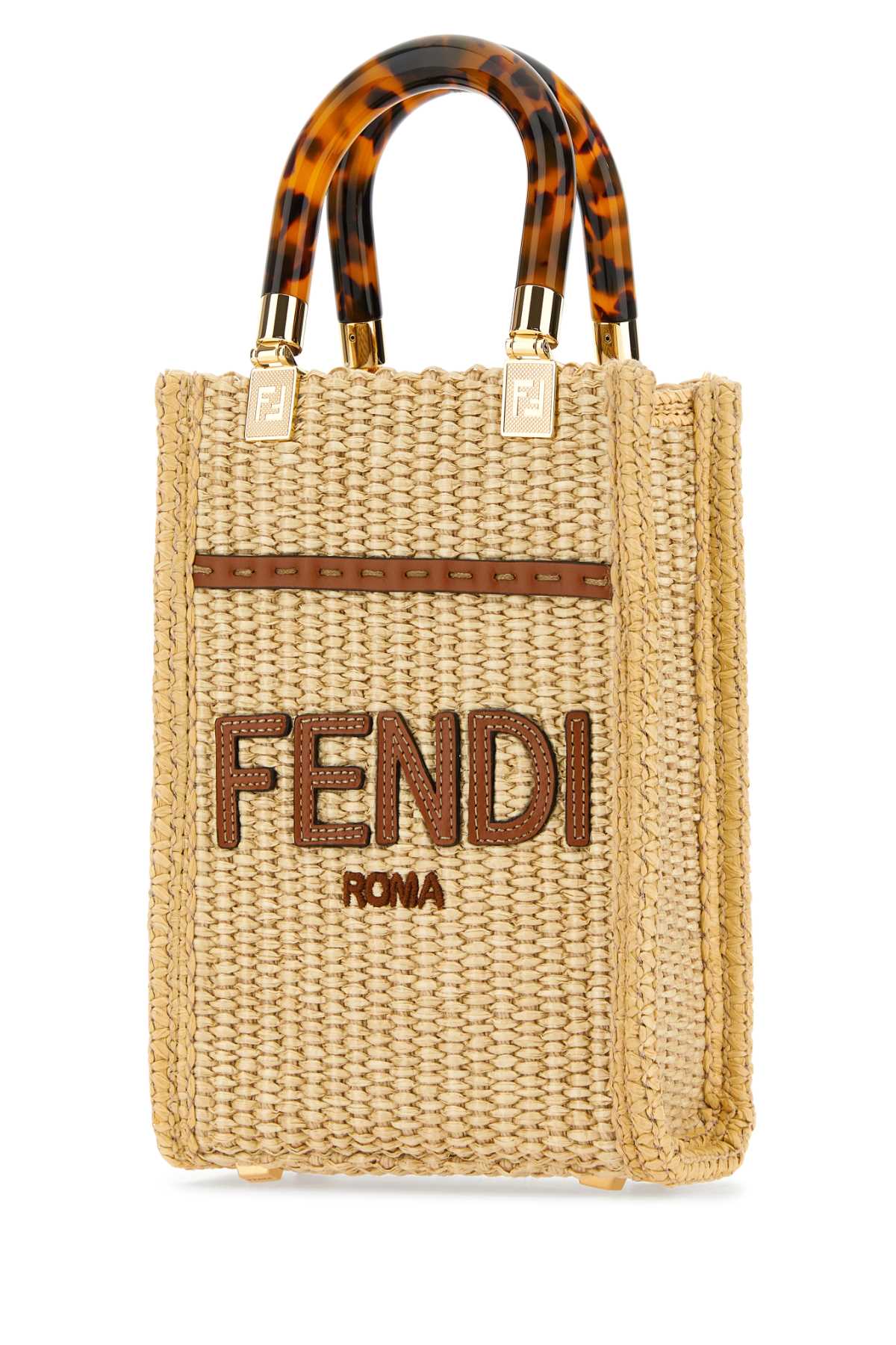 Shop Fendi Straw Mini Sunshine Handbag In Alchemybrandyos