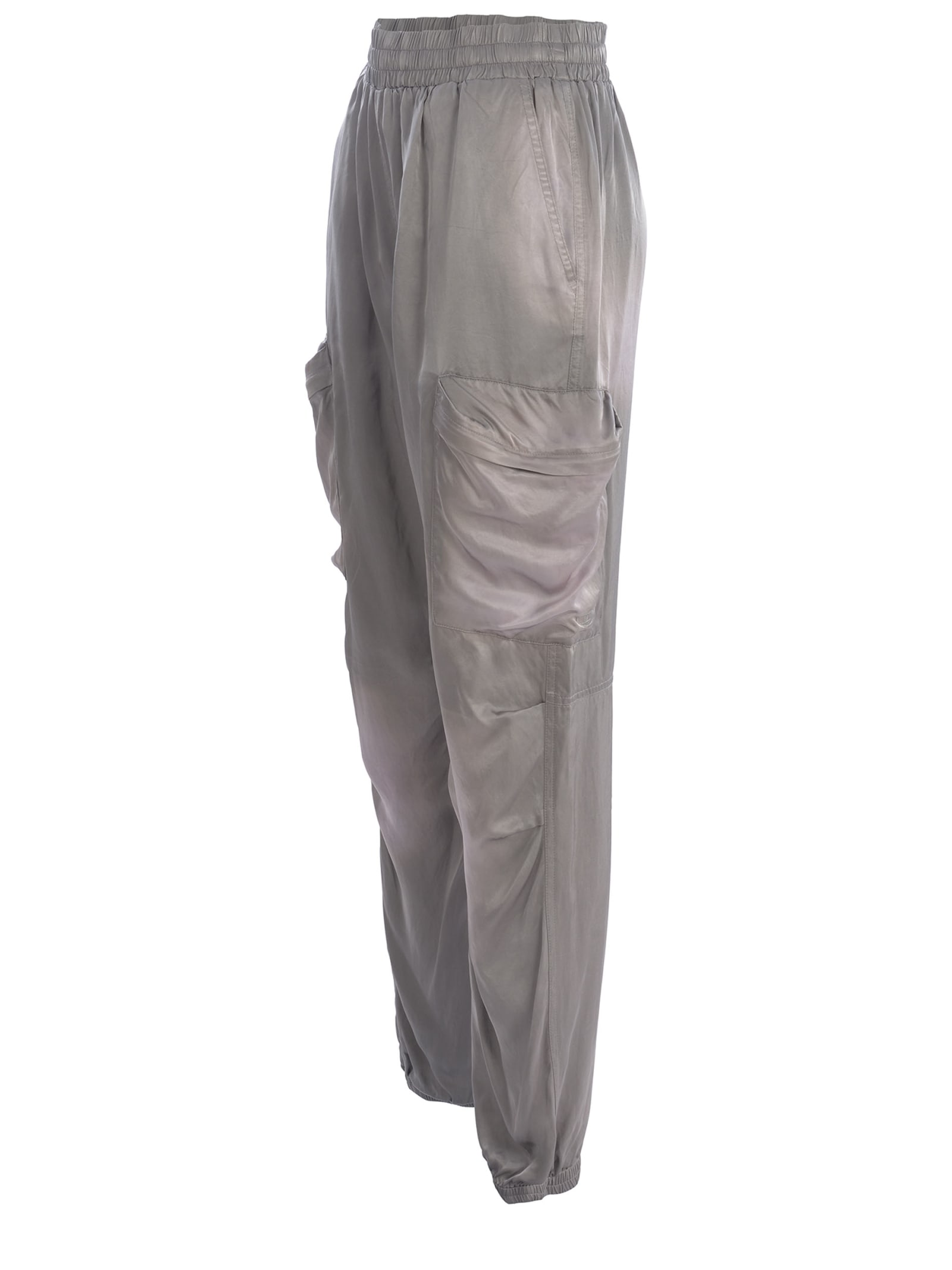Shop Diesel Trousers  P-mirow Made Of Satin In Grigio