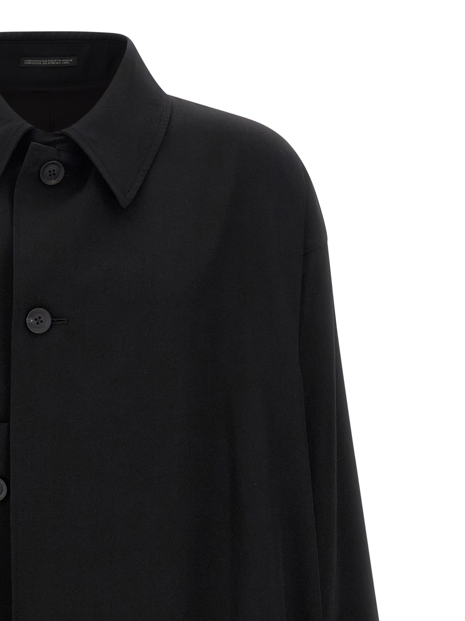 Yohji Yamamoto Light Wool Trench Coat Coats And Trench Coats Black In Black