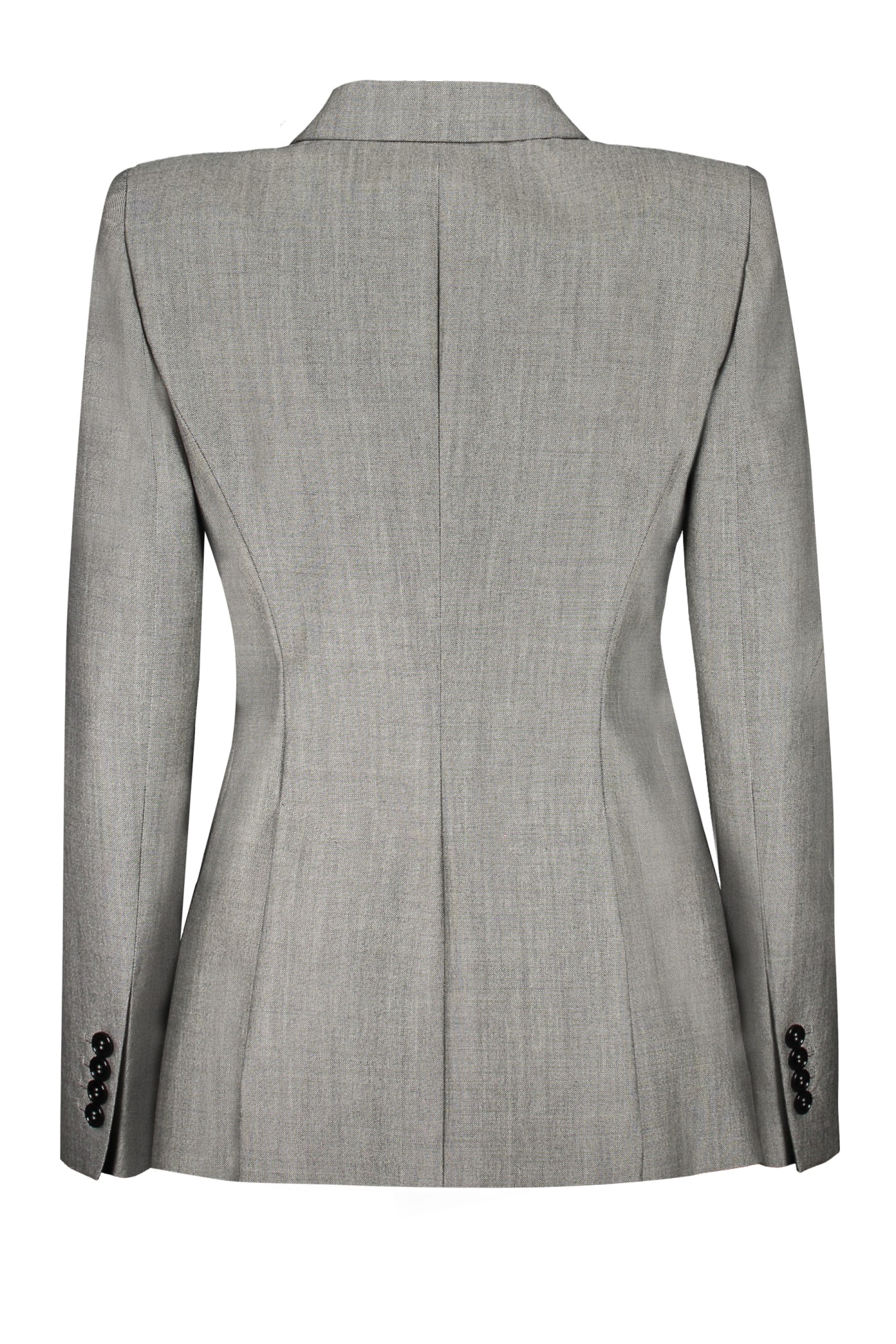 Shop Alexander Mcqueen Double Breasted Blazer In Grey