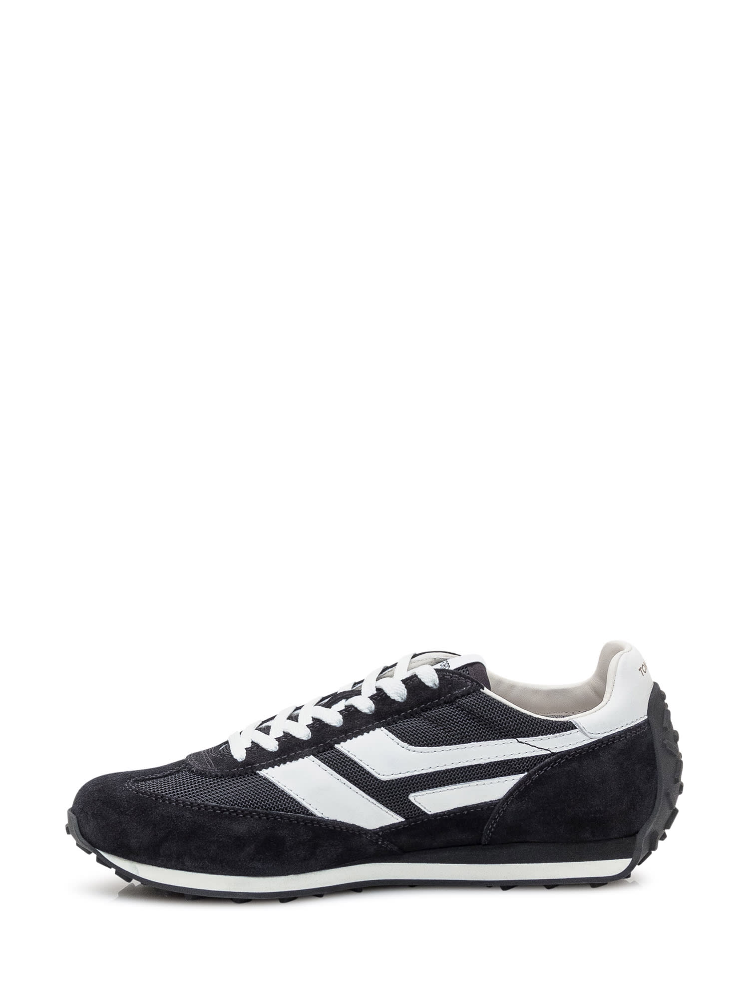 Tom Ford Suede Sneakers With Contrast Panels And Flat Sole In Black
