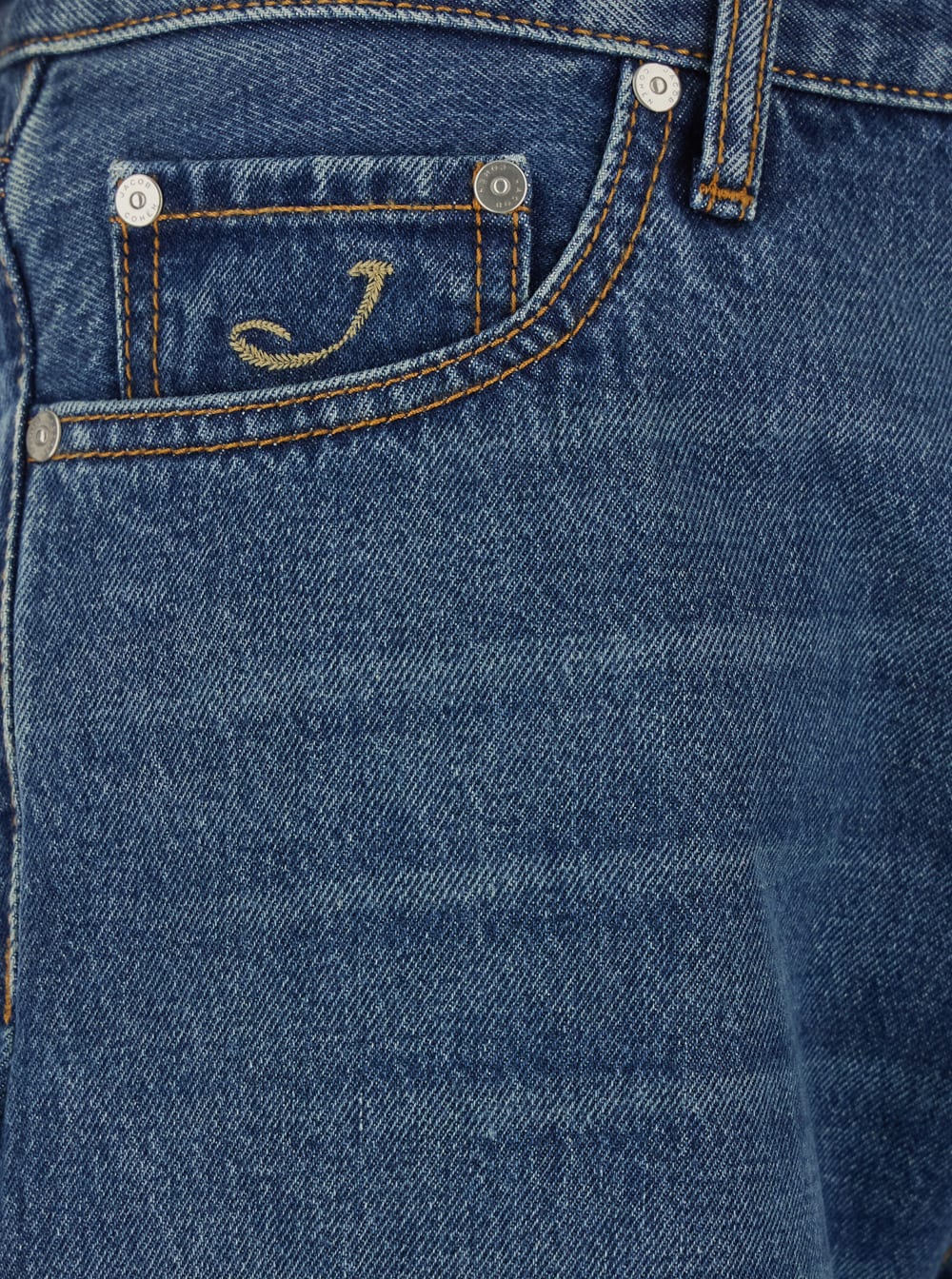 Jacob Cohen Edo Blue Five-pocket Jeans With Logo Patch On The Back In Denim Man In Blue