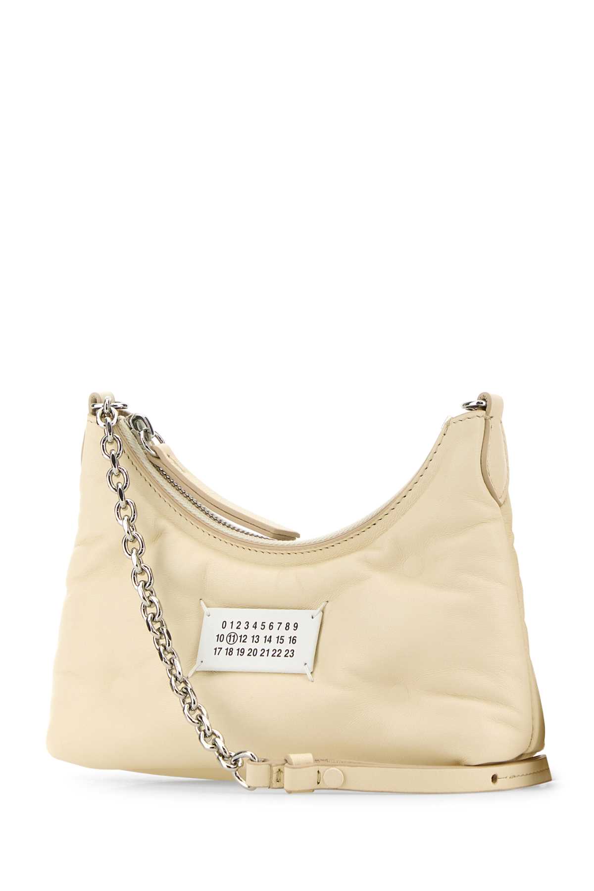 Maison Margiela Small Hobo Ivory Leather Bag In Toile