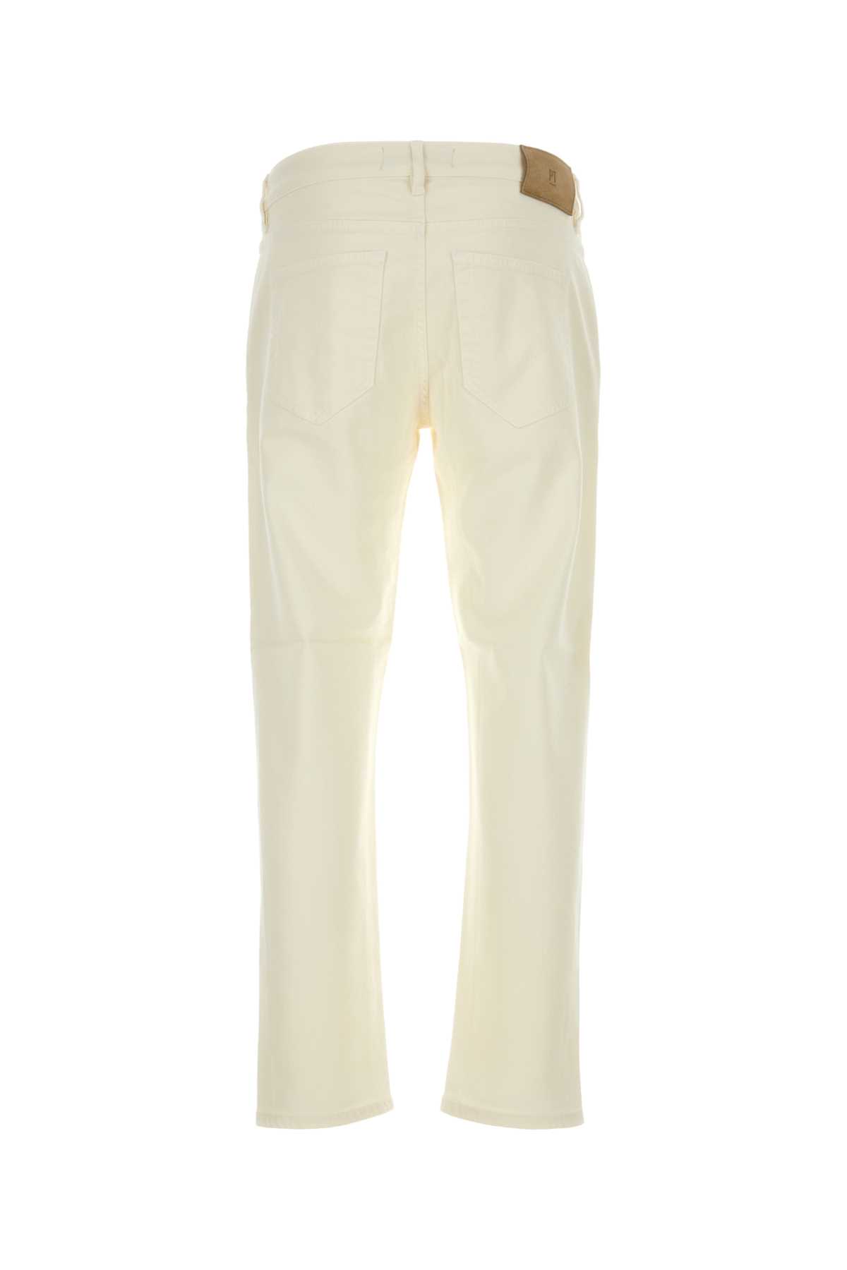 Shop Pt Torino Ivory Stretch Denim Jeans In H015