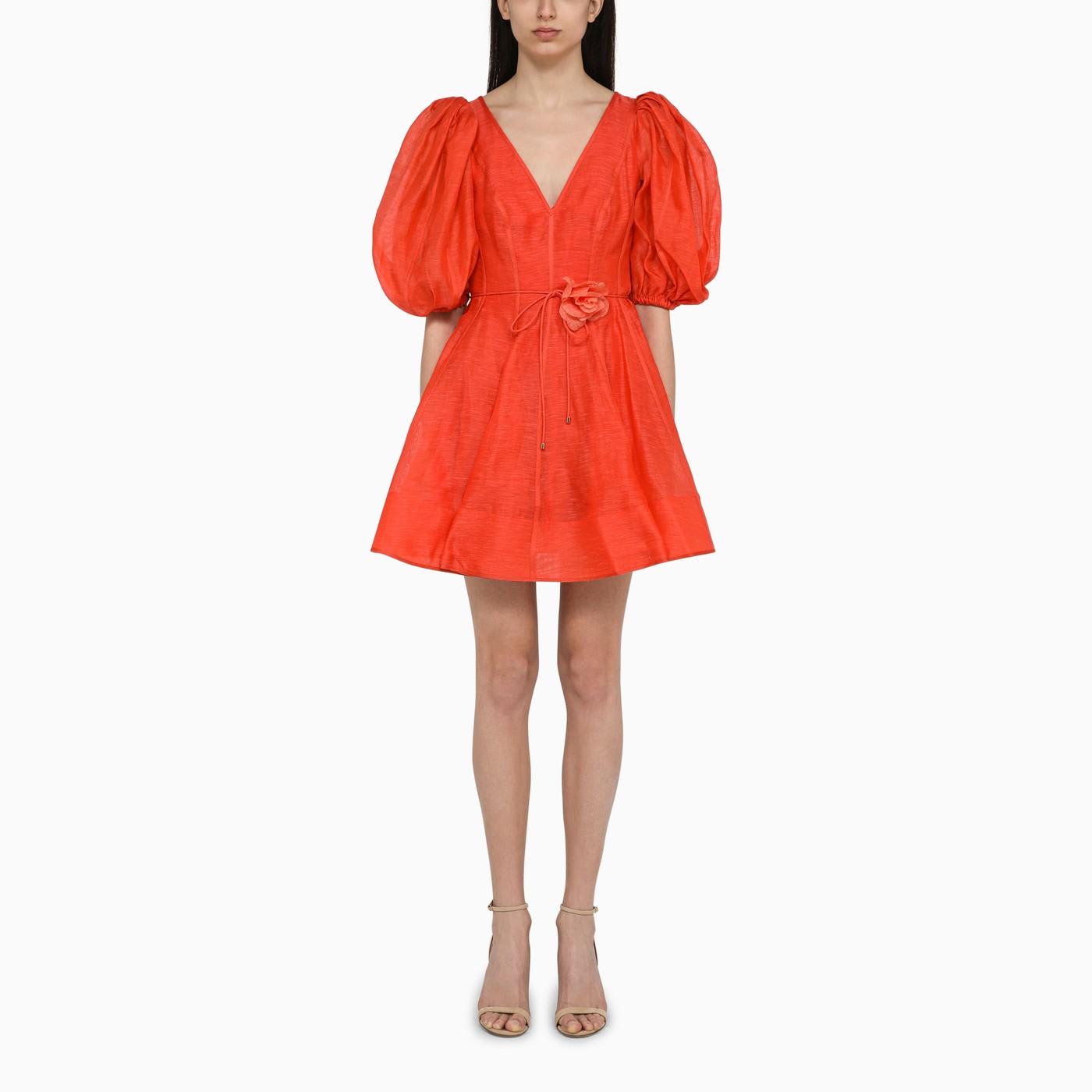 Shop Zimmermann Red Linen And Silk Flip Tranquility Mini Dress