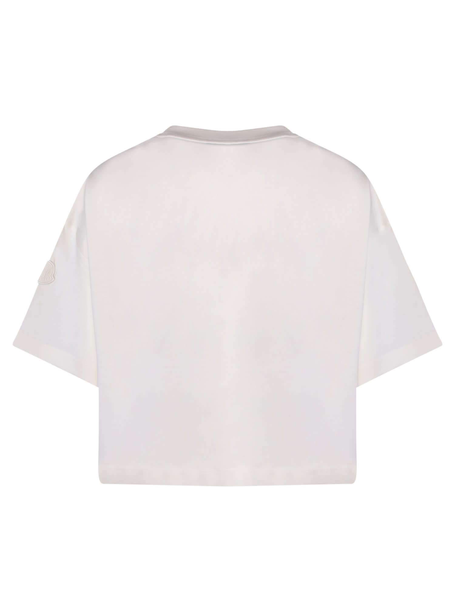 Shop Moncler Oversize Ivory T-shirt In White