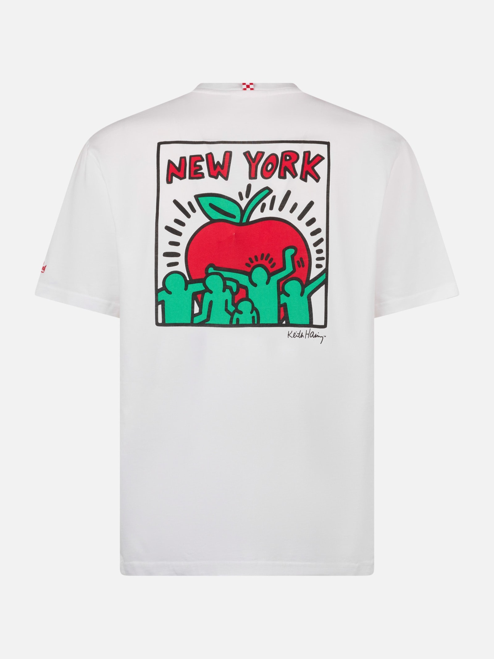 Mc2 Saint Barth Man Cotton T-shirt With Keith Haring Design Front And Back Print Keith Haring Special Edition In White
