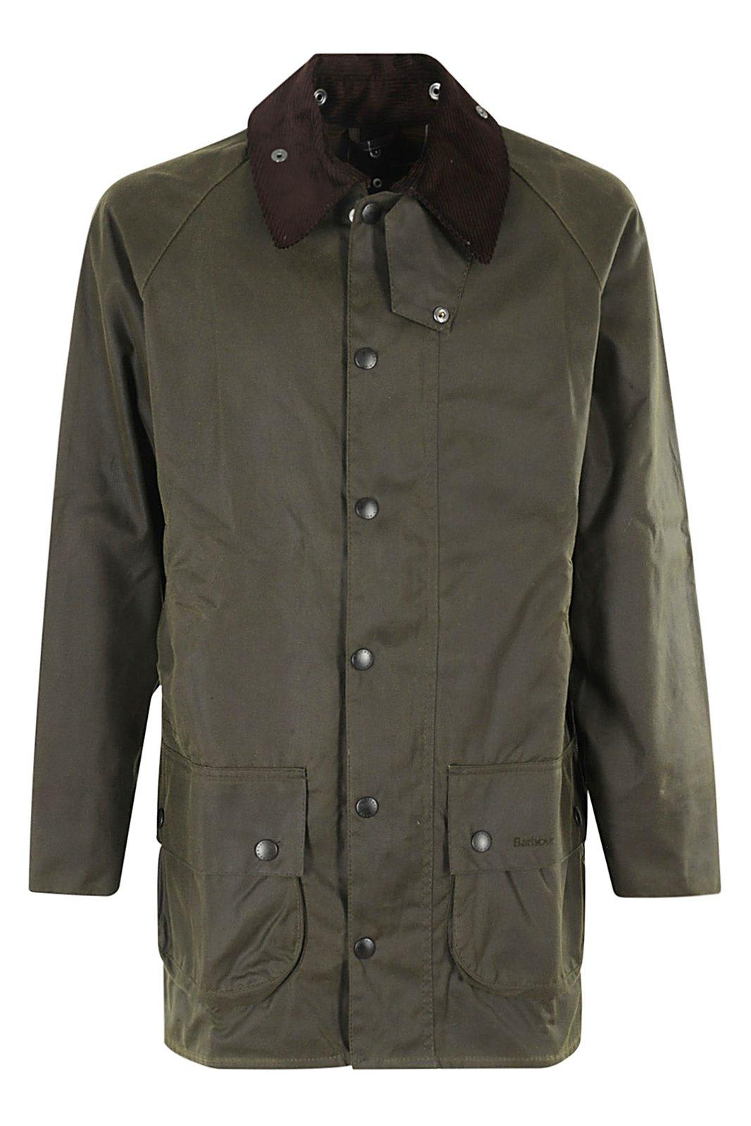 Shop Barbour Beaufort Long Sleeved Snapped Jacket In Verde