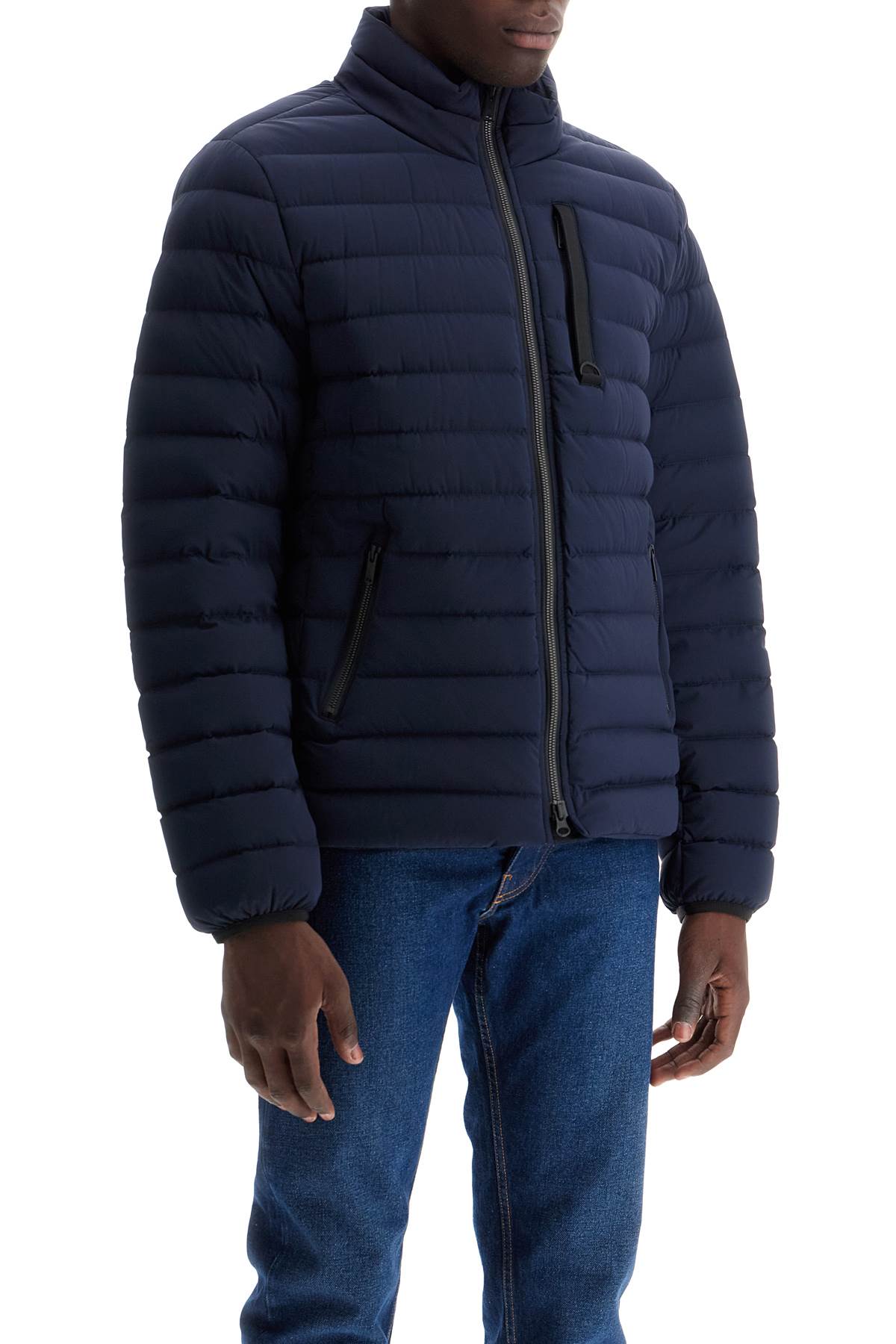 Shop Moose Knuckles Laki Active Flex Down Jacket In Navy (blue)