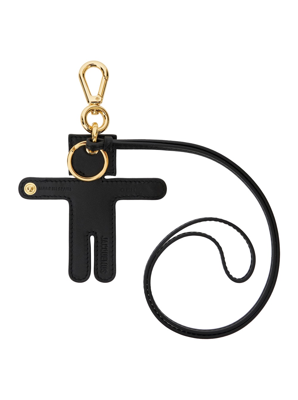 le Amico Black Keychain With Adjustable Neck Band In Leather Man