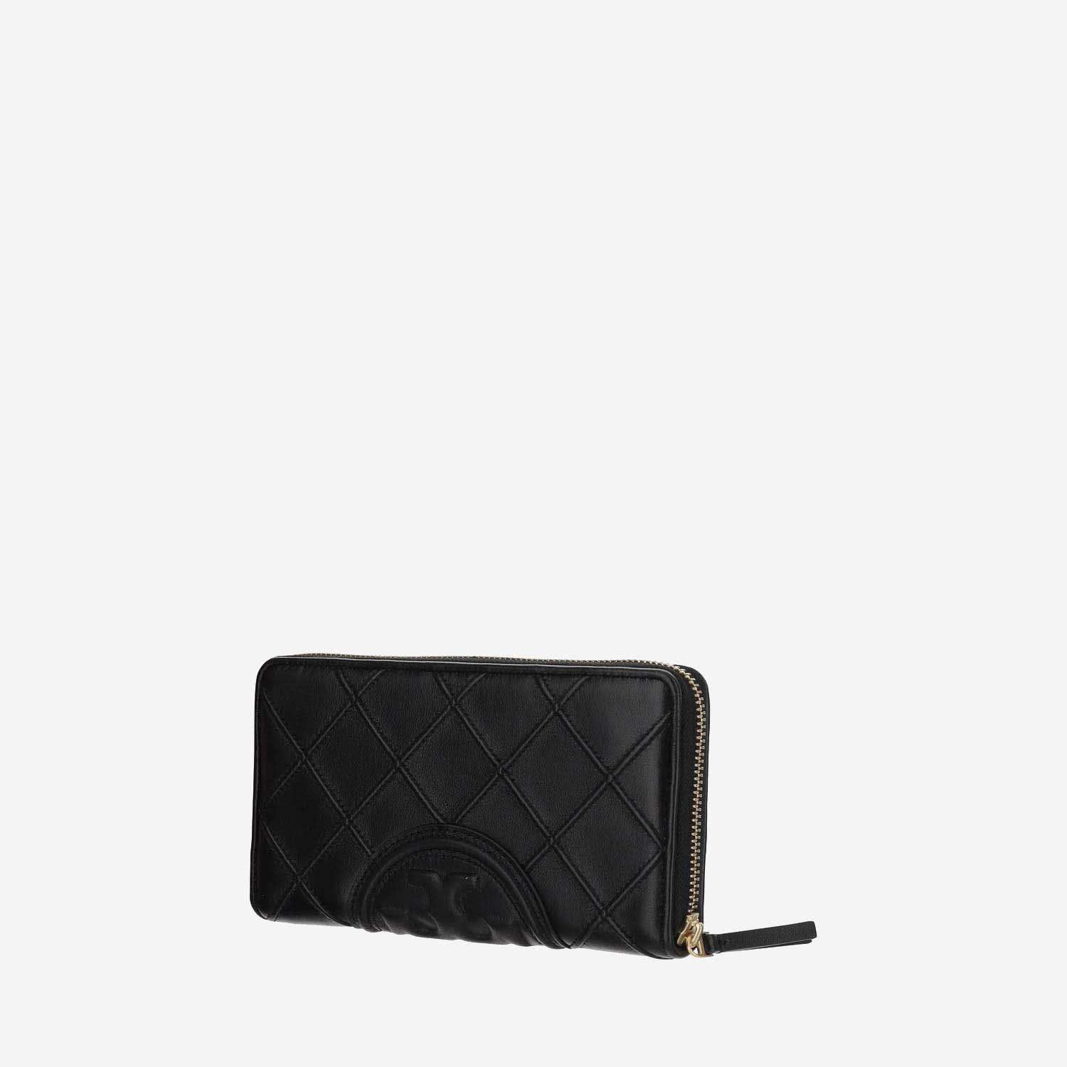 Shop Tory Burch Continental Fleming Leather Wallet In Black