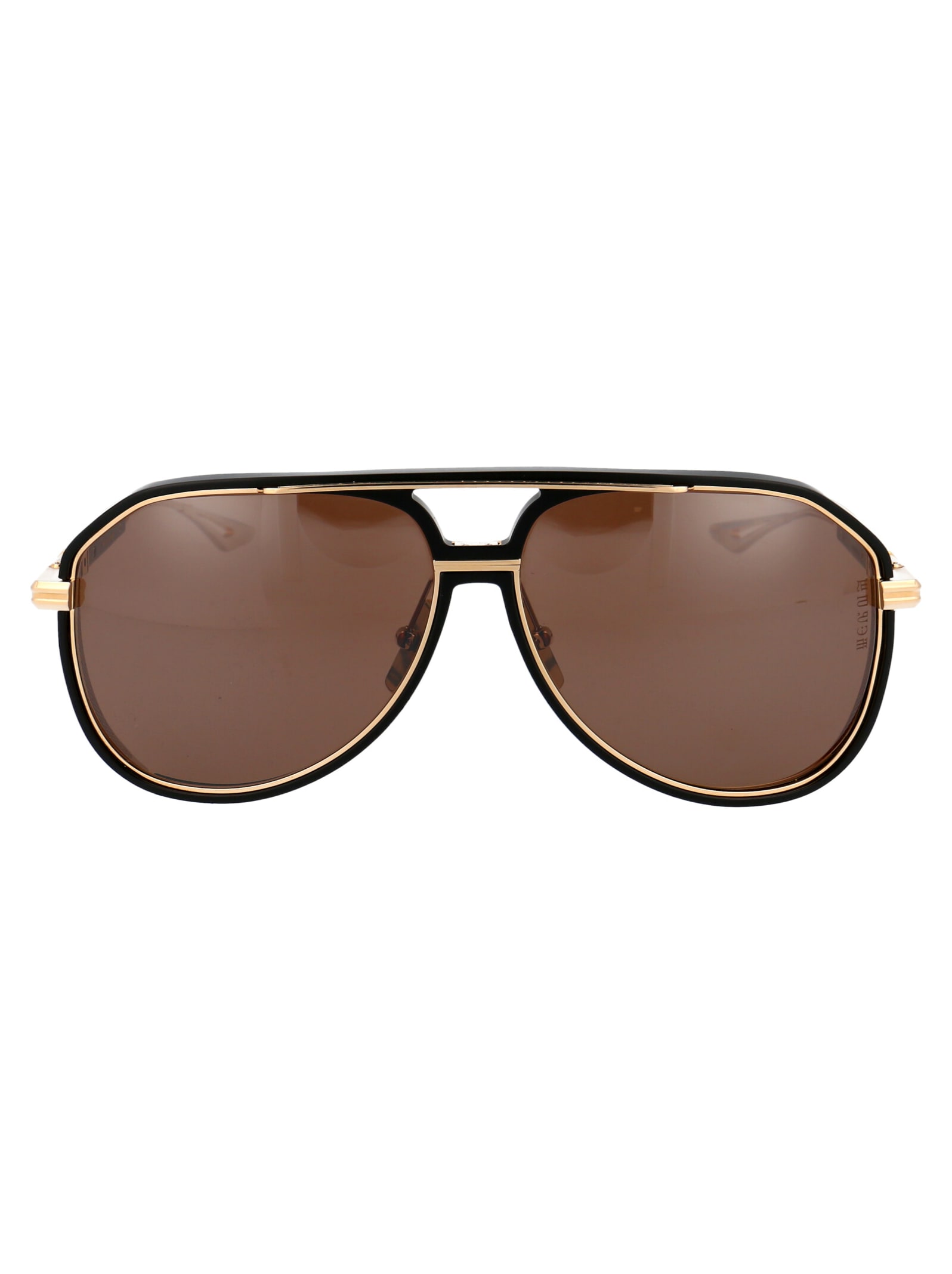 Shop Dita Eplx.2 - Epiluxury Sunglasses In Gold Matte Black W/ Dark Brown Polarized Black Flash Mirror