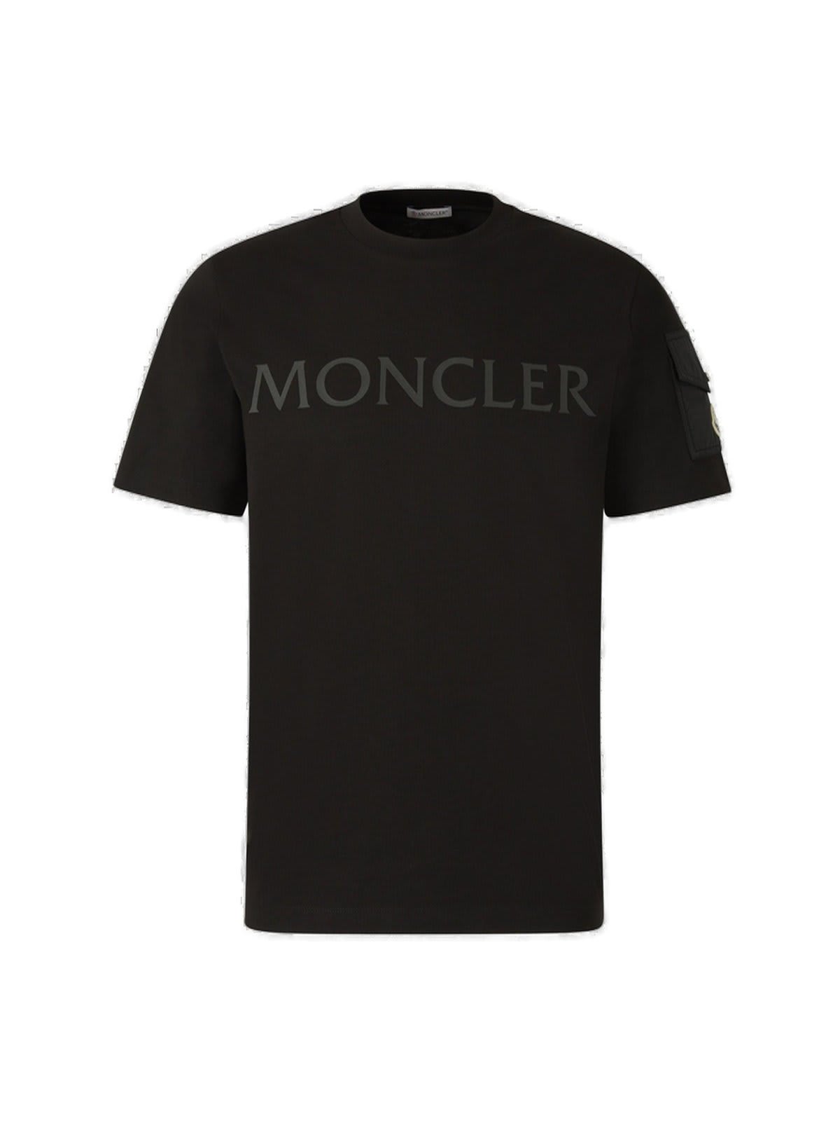 Shop Moncler Logo Printed Crewneck T-shirt In Black