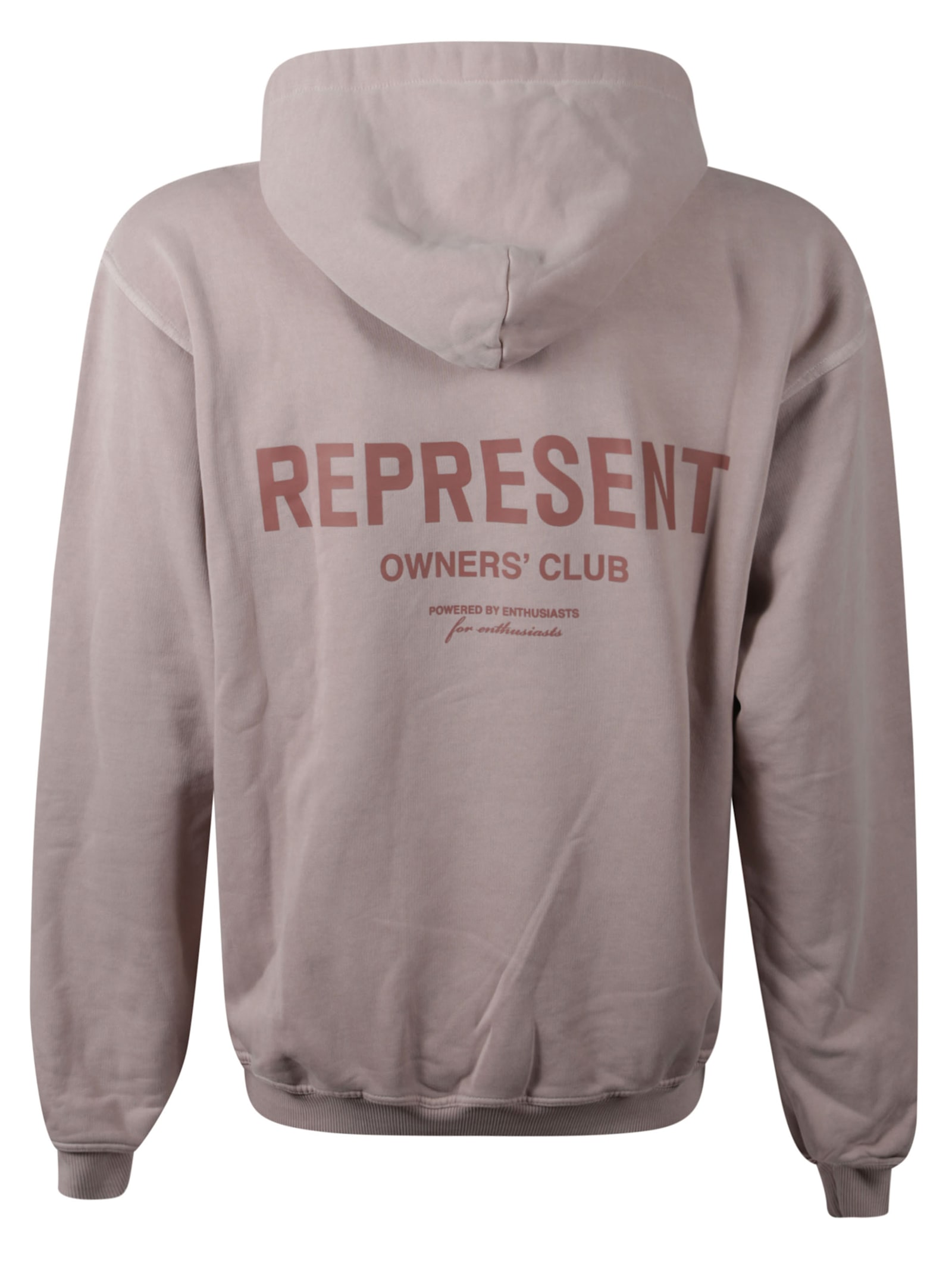 Represent Beige Oversized Hoodie With Snap-button Hood And Logo In Pink