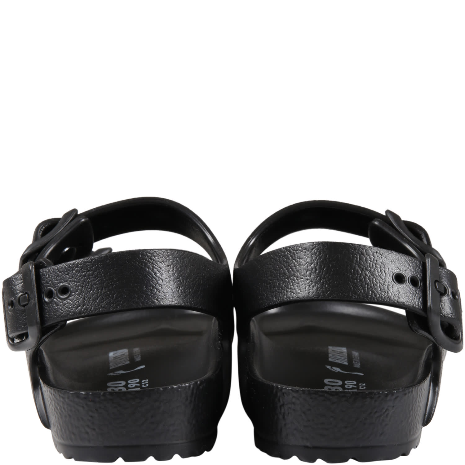 Shop Birkenstock Black Sandals For Kids With Logo