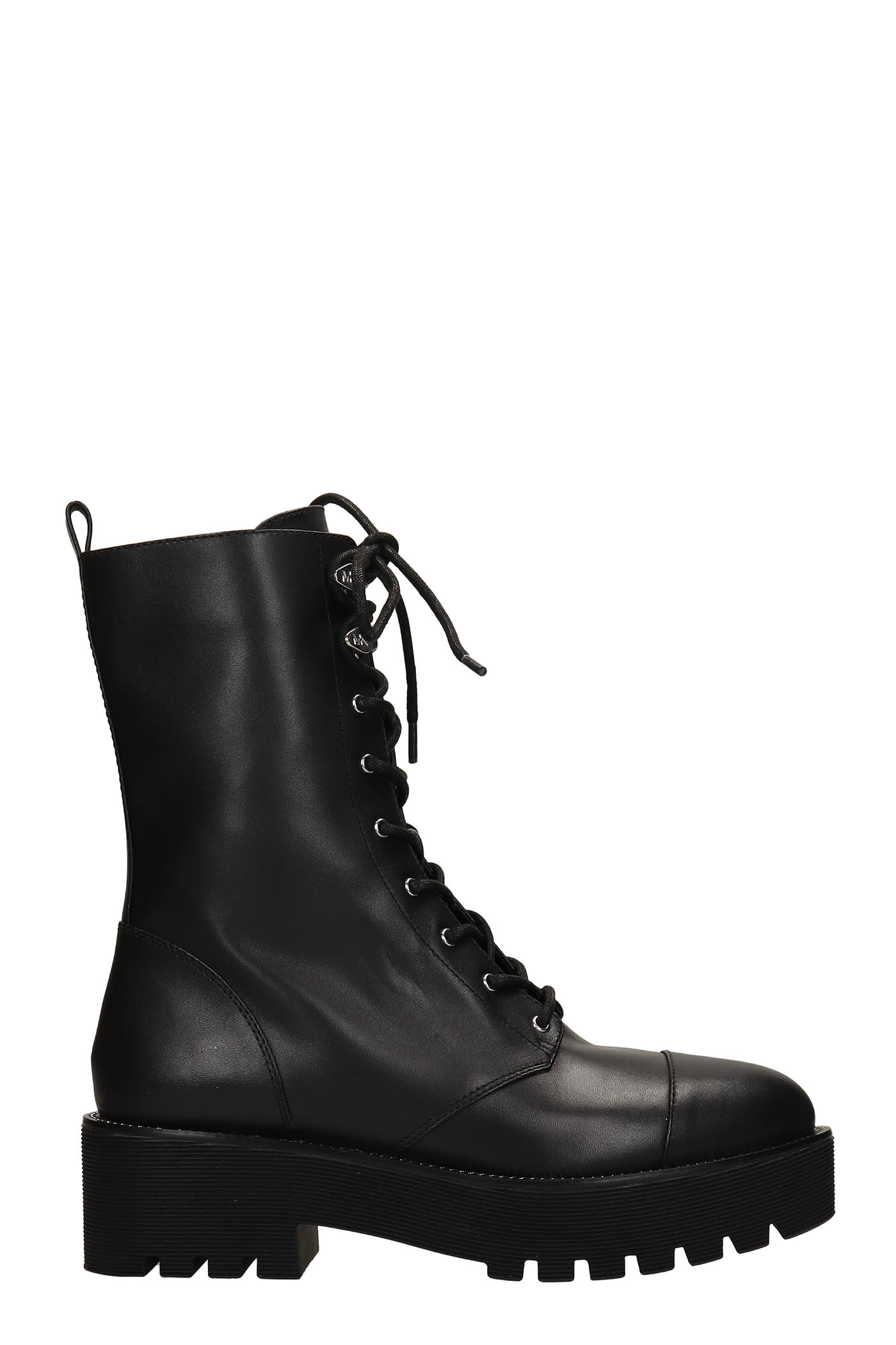 Michael Kors Bryce Combat Boots In Black Leather