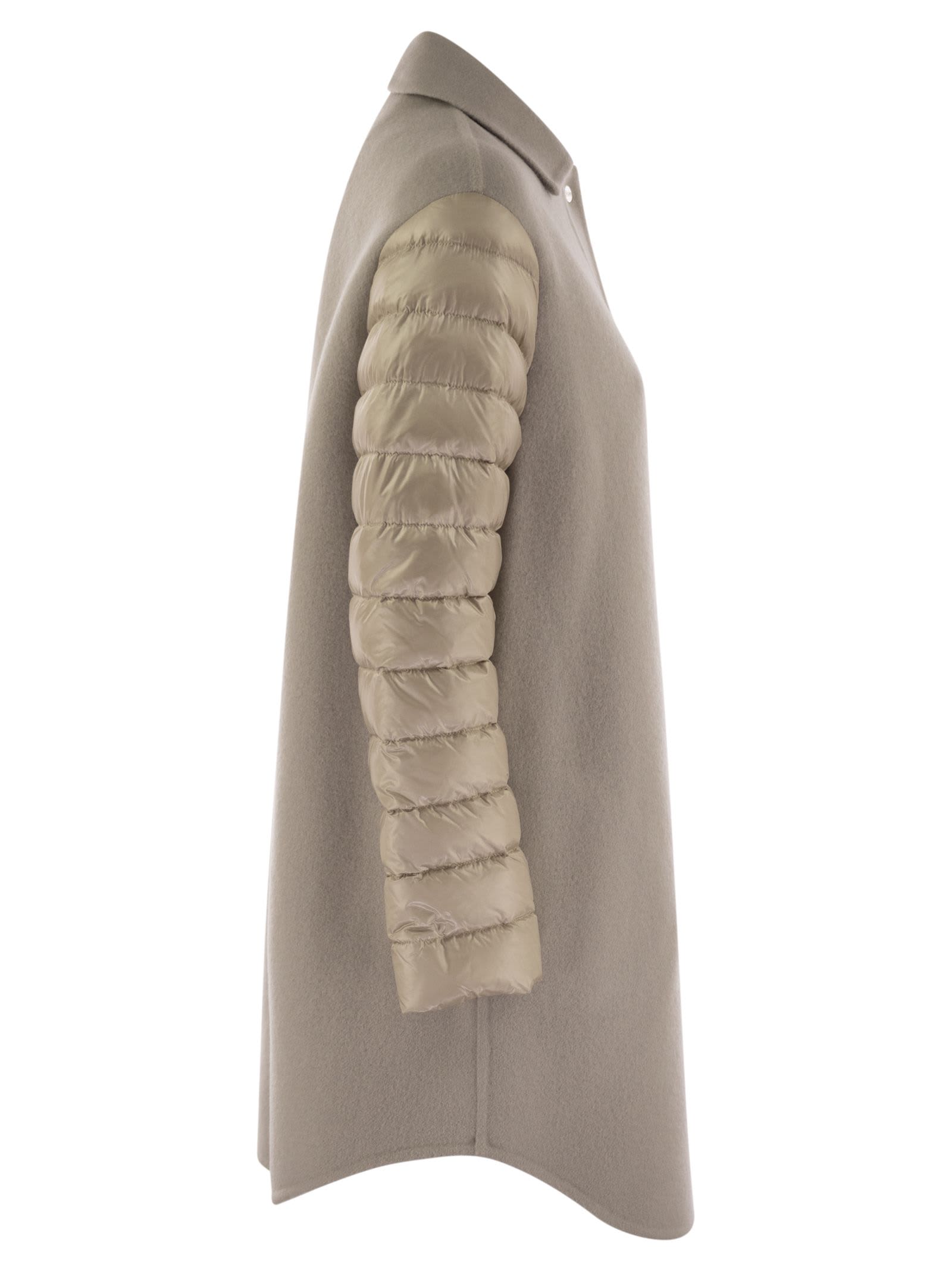 Herno Women's Coat With Down Sleeves In Beige