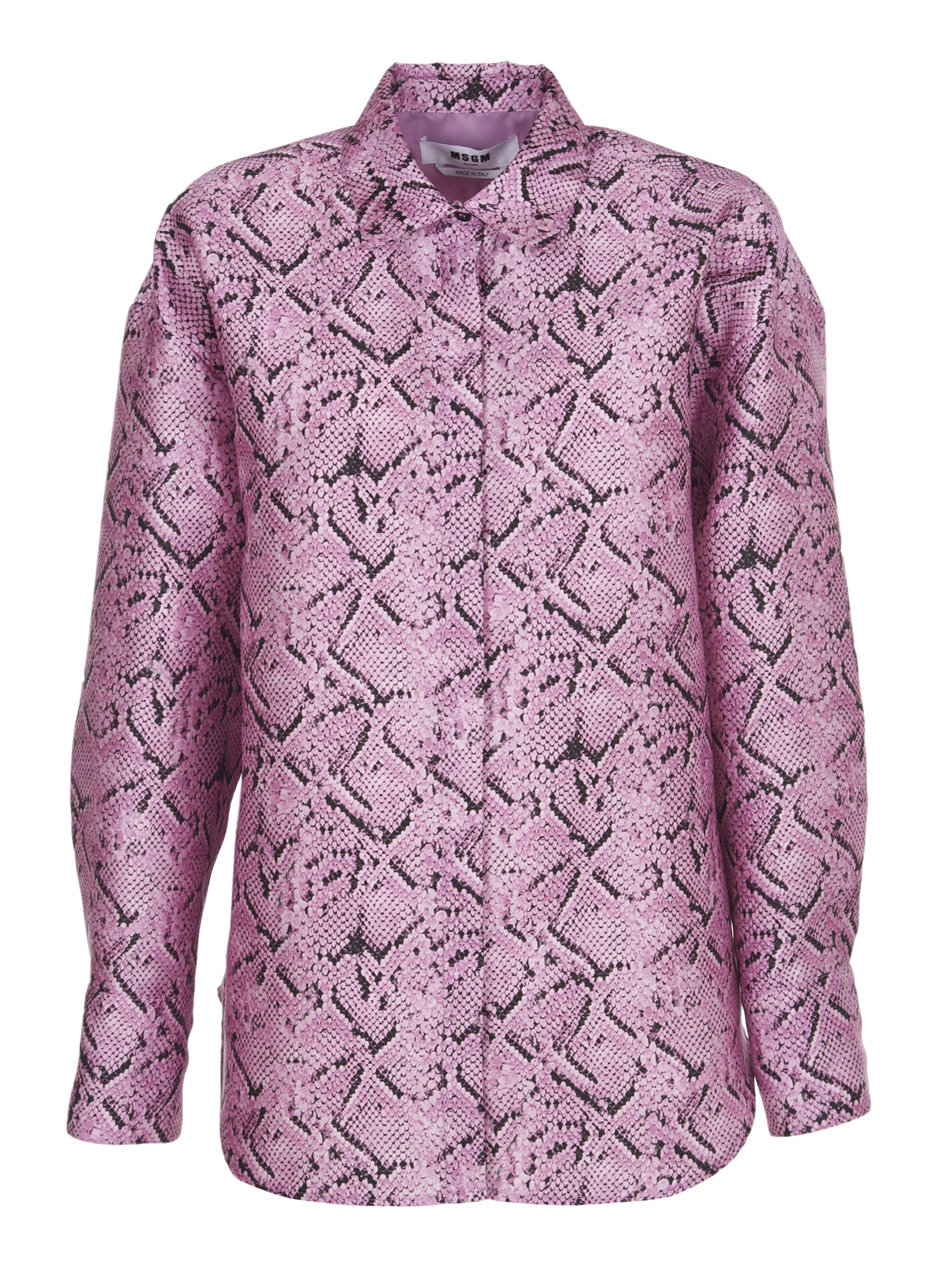 MSGM Pink Pyton Print Shirt