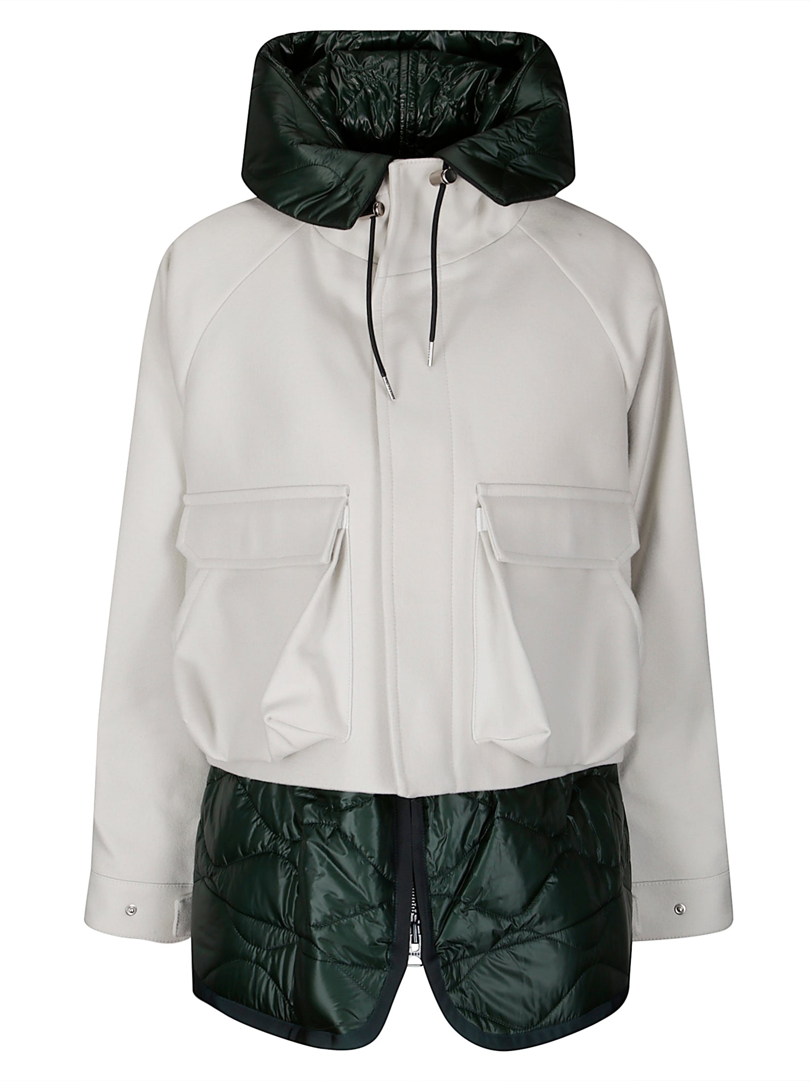 Sacai Wool Melton Blouson With Down-effect Details In White
