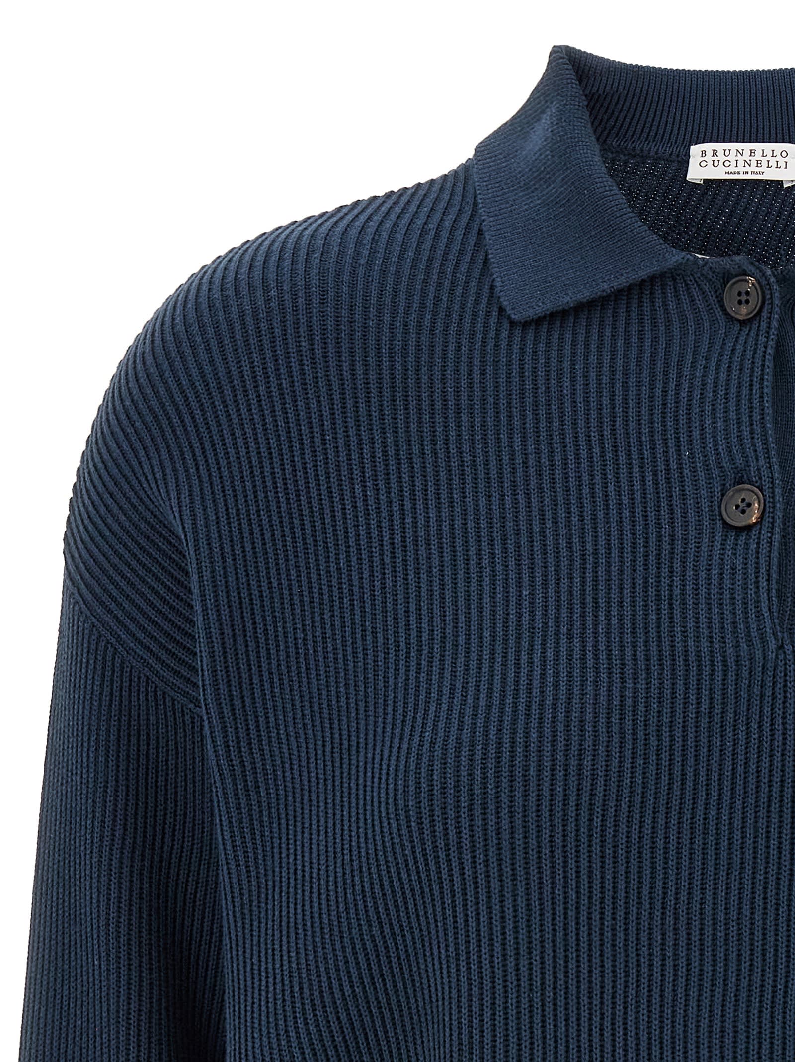 Shop Brunello Cucinelli Ribbed Sweater In Blue