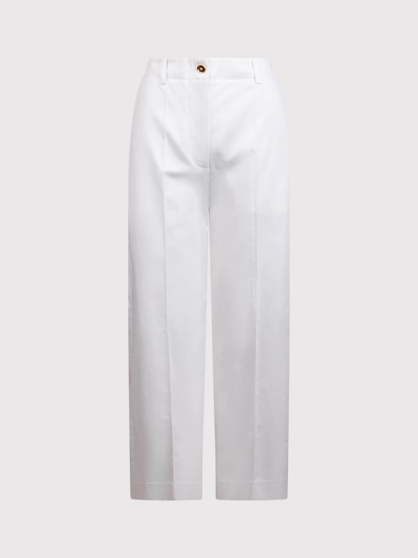 Patou Wide-leg Cotton Trousers In White