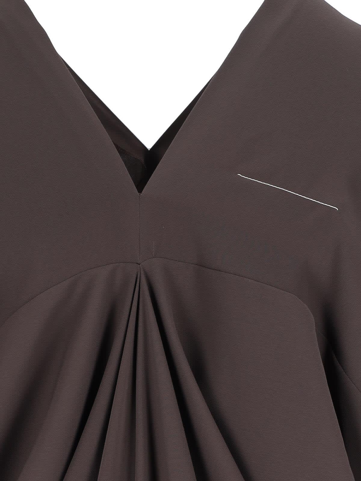 Mm6 Maison Margiela Brown Crepe Draped Midi Dress In Multi