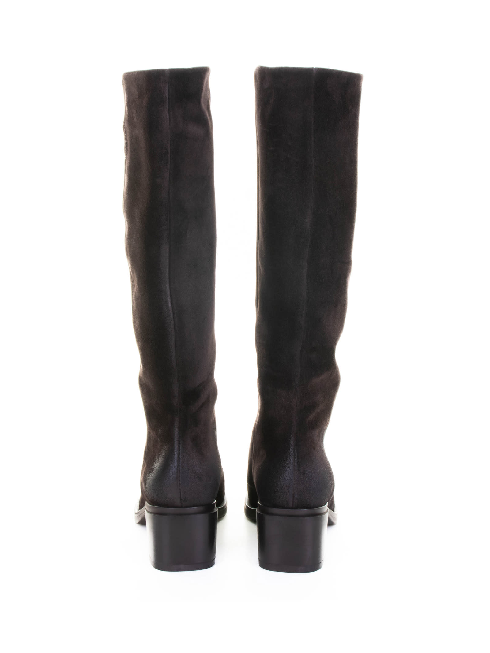 Elena Iachi Ebony Suede Zip-up Boot In Brown