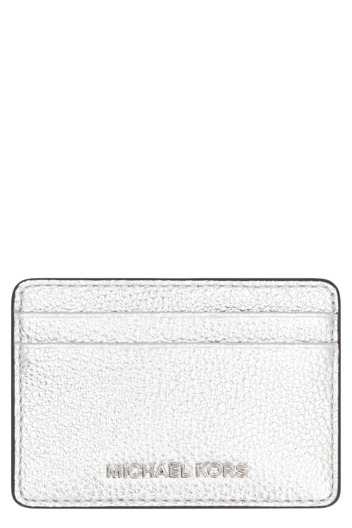 Michael Michael Kors Michael Kors Jet Set Logo Lettering Cardholder In Silver