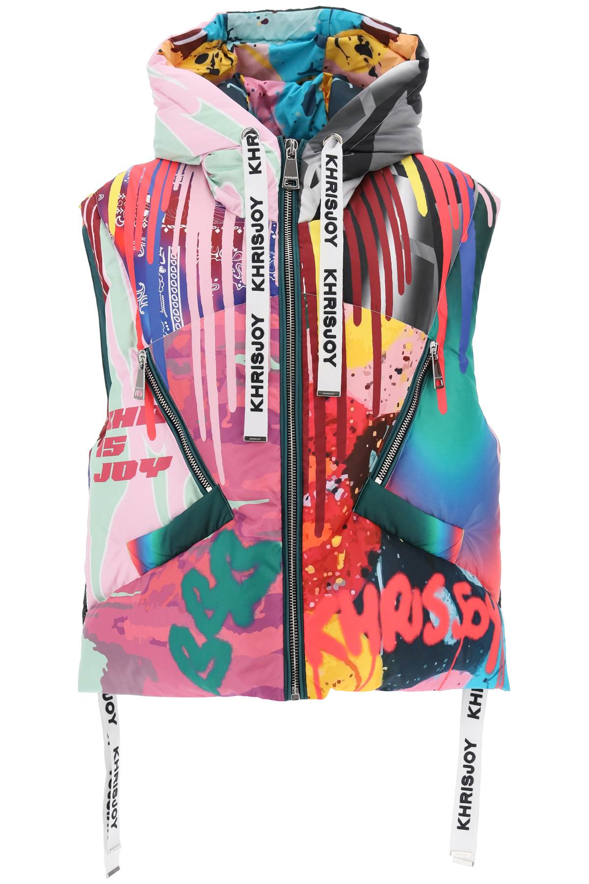 Shop Khrisjoy Graffiti Print Iconic Down Vest In Graffiti Multicolor