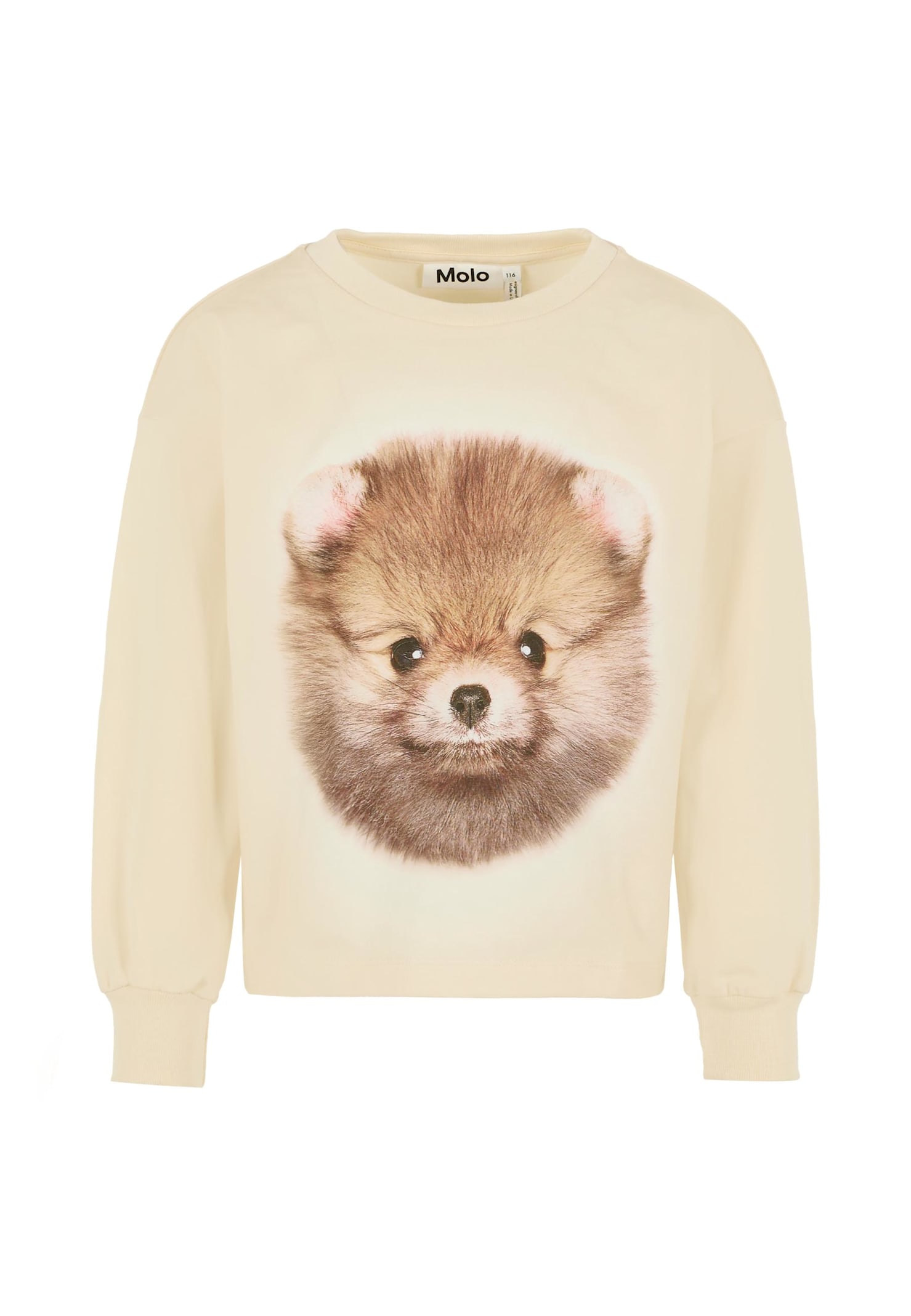 Molo Beige T-shirt For Girl With Dog In Neutral